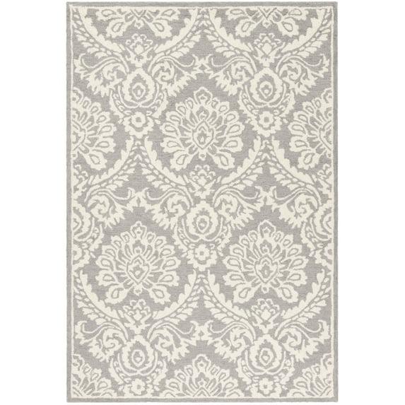 SAFAVIEH Blossom Travis Geometric Wool Area Rug, Dark Grey/Ivory, 4' x 6'