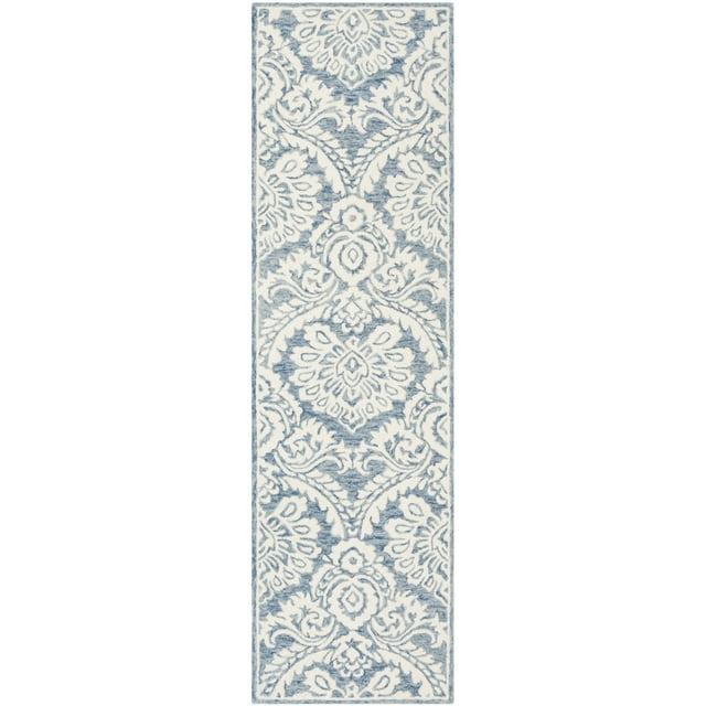 Blossom BLM106 Hand Tufted Indoor Runner Rug - Blue/Ivory - 2'3"x6' - Safavieh