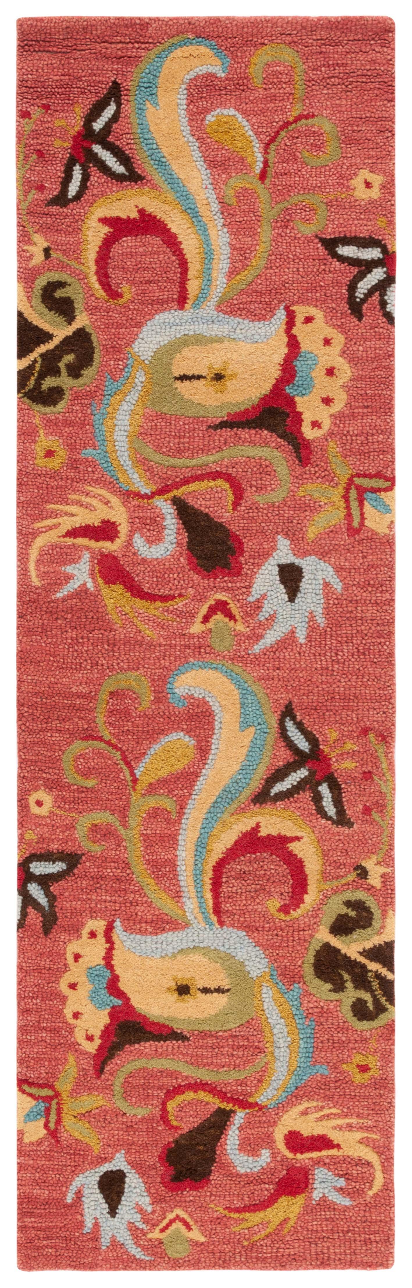 Blossom BLM680 Hand Hooked Runner Rug - Rust/Multi - 2'3"x8' - Safavieh.