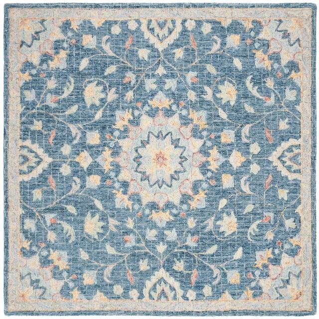 Blossom BLM813 Hand Tufted Area Rug - Navy/Multi - 6'x6' - Safavieh.