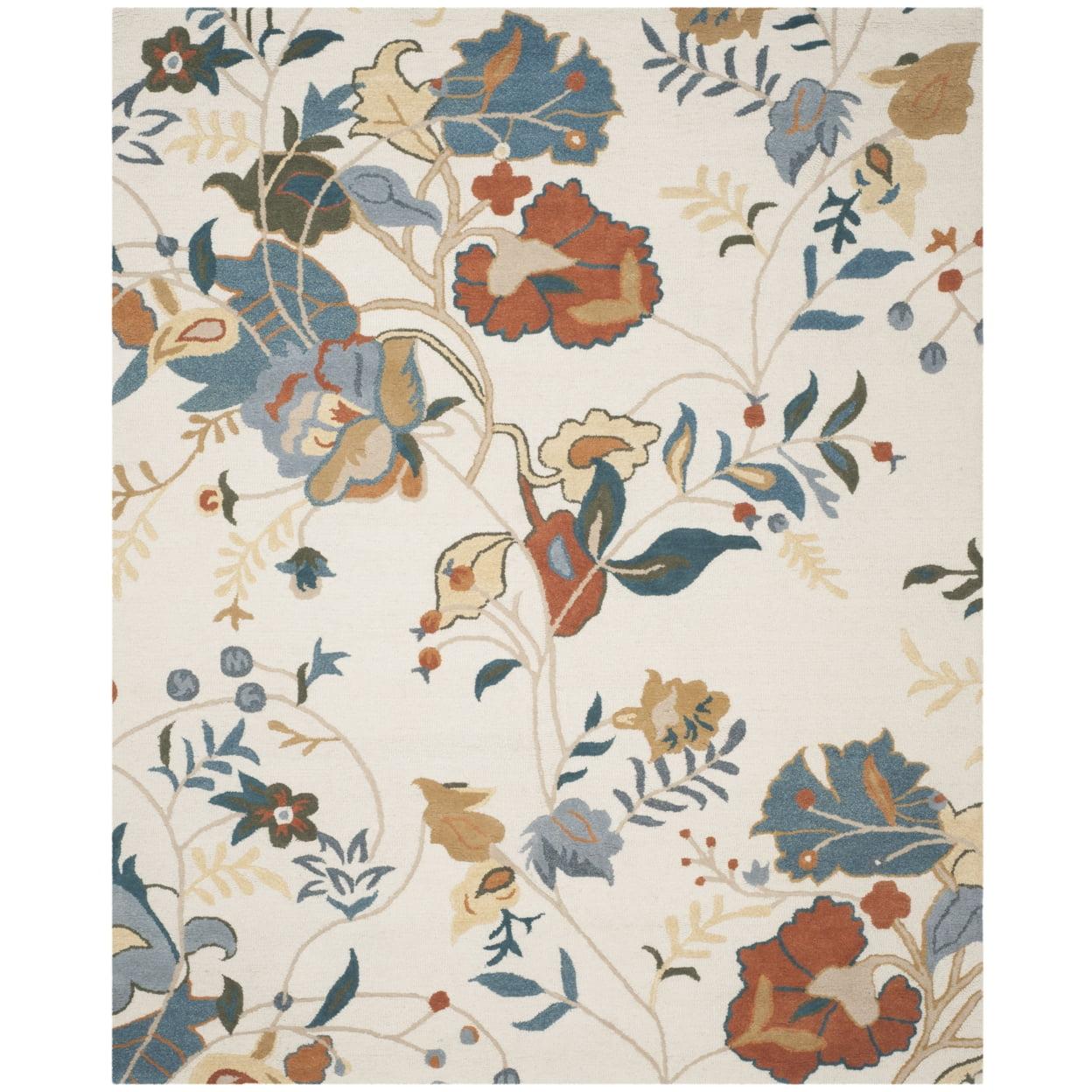Blossom BLM975 Hand Tufted Indoor Area Rug - Ivory/Blue - 8'x10' - Safavieh