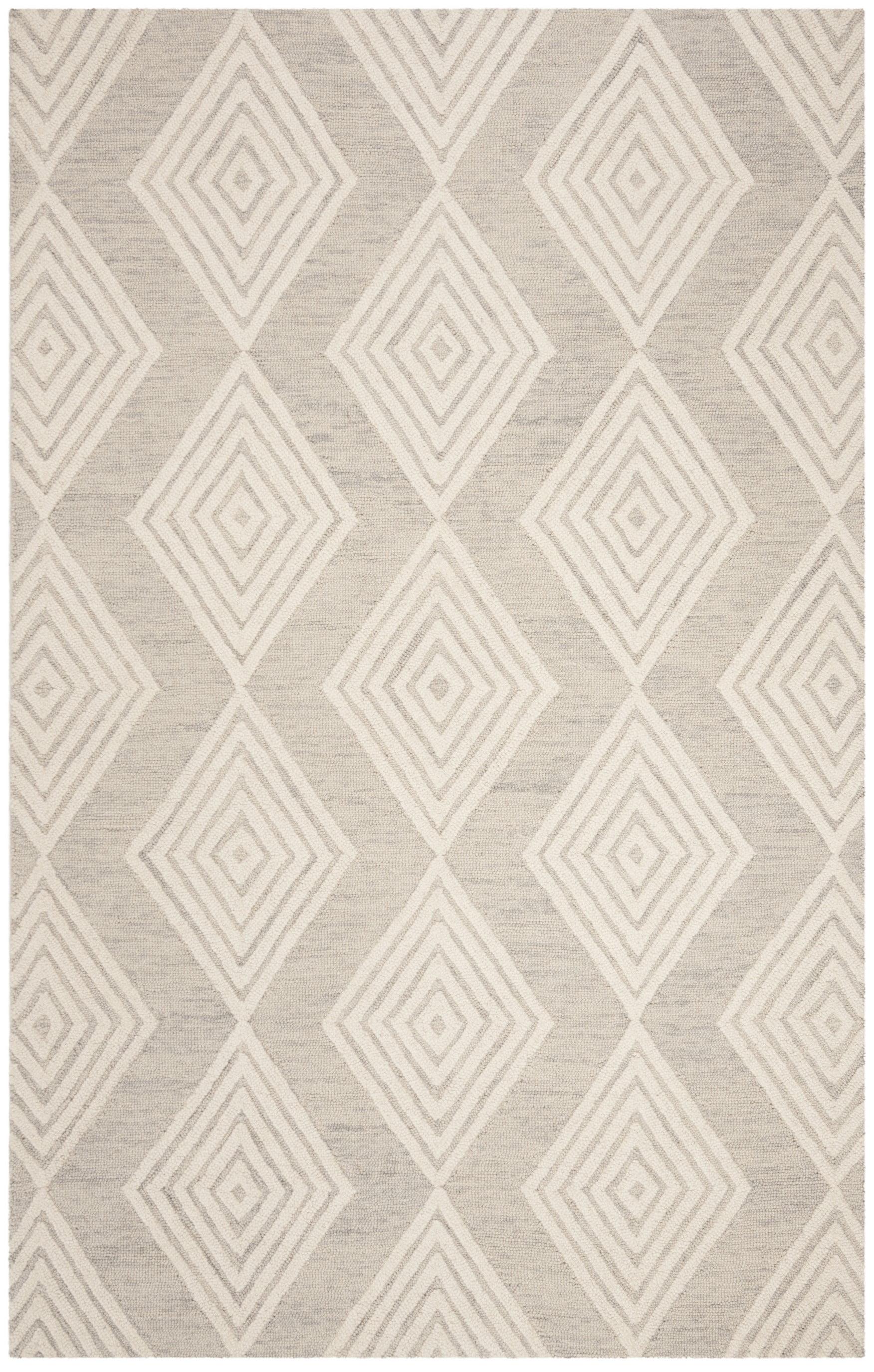 Silver Ivory Tufted Floral Wool Area Rug, 5' x 8'