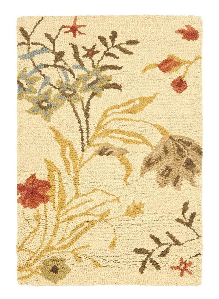 SAFAVIEH Blossom Zarif Floral Flowers Wool Area Rug, Beige/Multi, 4' x 6'