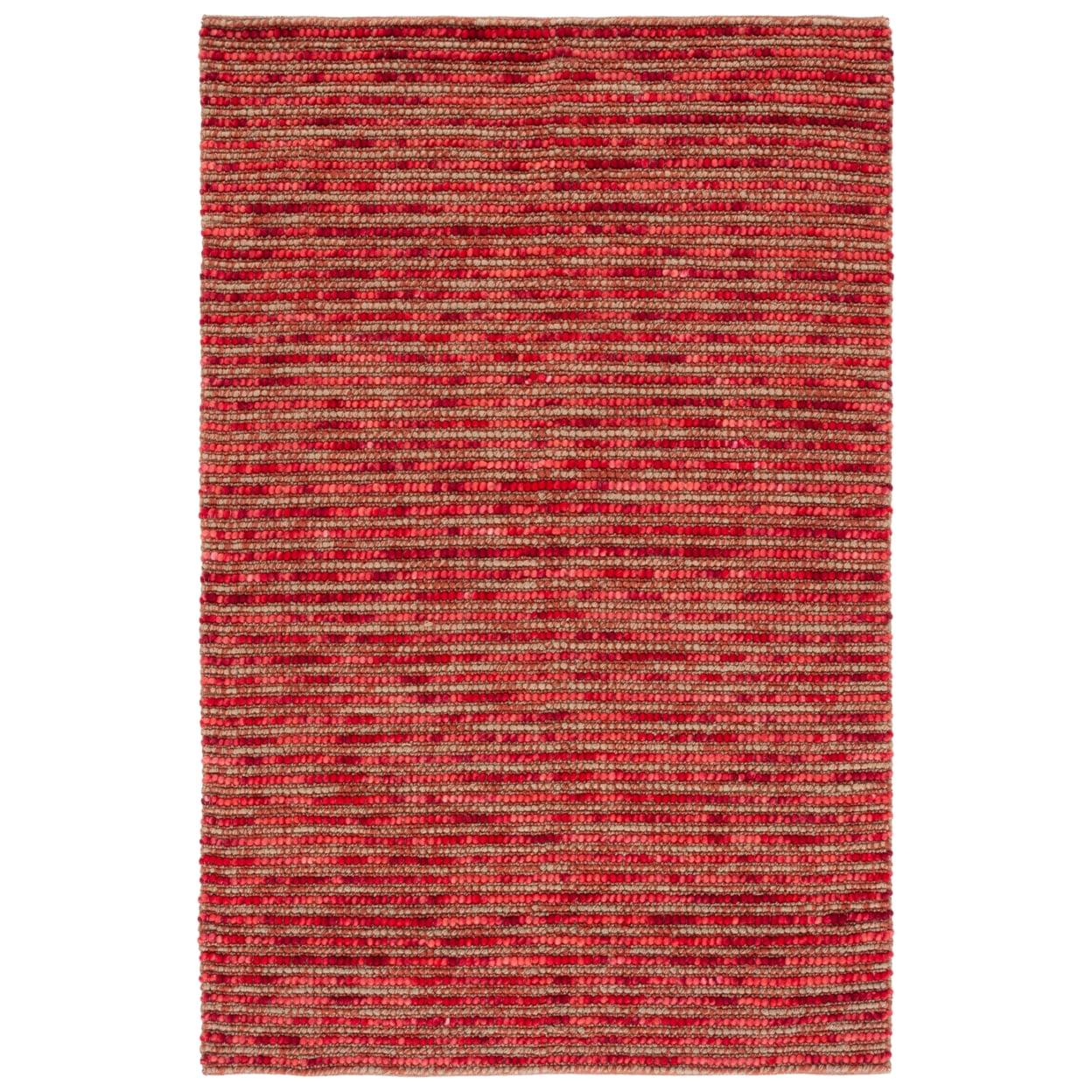 Handmade Red and Multicolor Wool Bohemian Area Rug, 5' x 8'