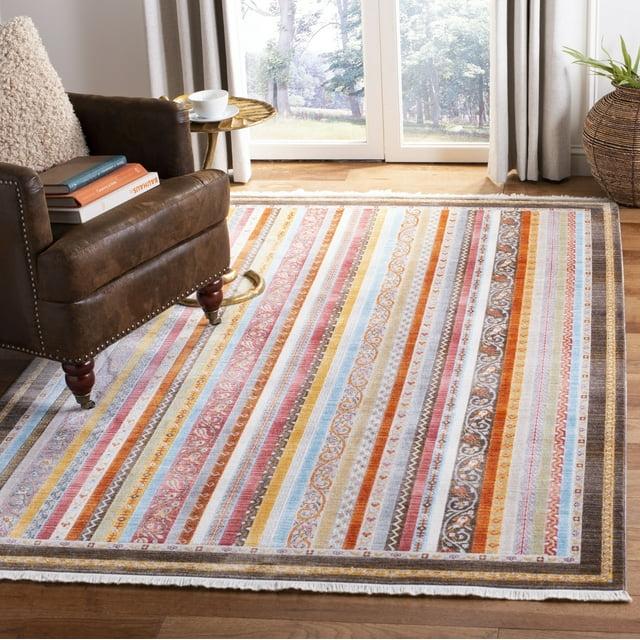 SAFAVIEH Bokhara Caolan Colorful Striped Polyester Area Rug, Brown/Yellow, 6' x 9'