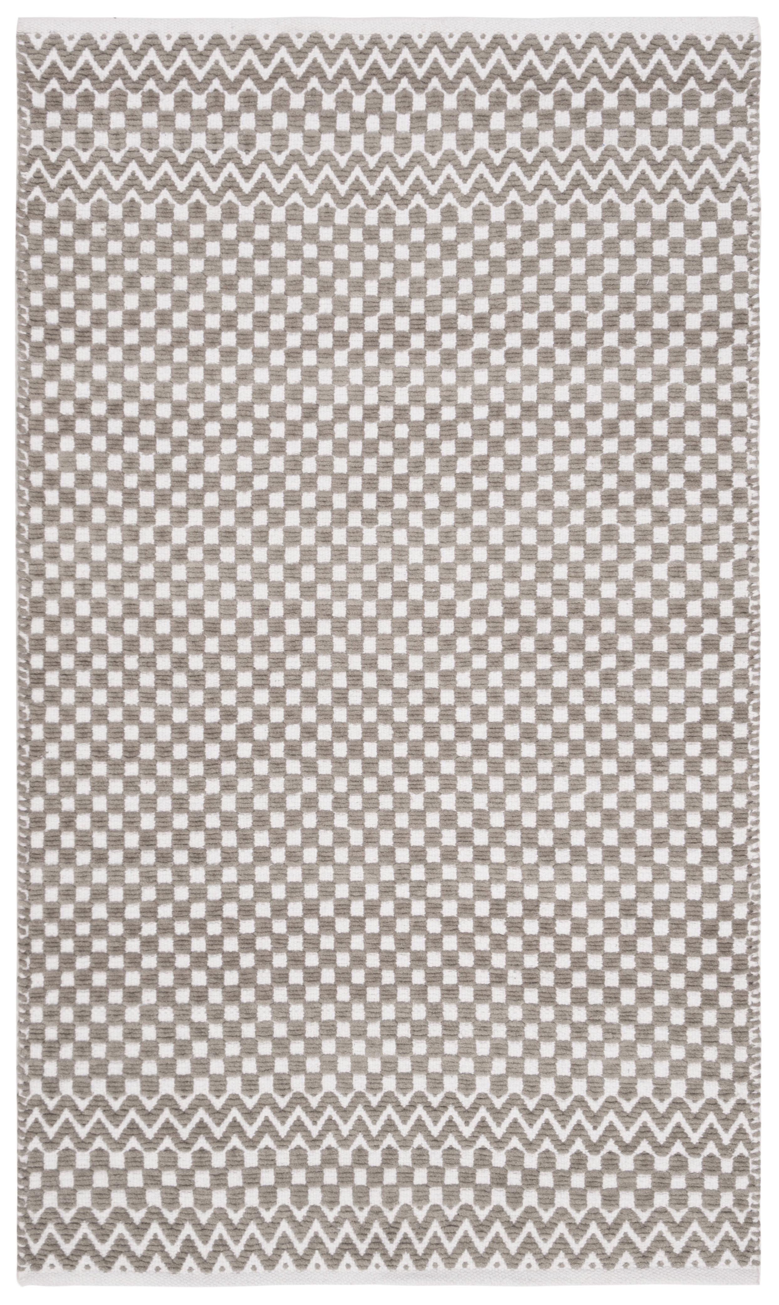 Taupe Geometric Handmade Cotton Area Rug 3' x 5'