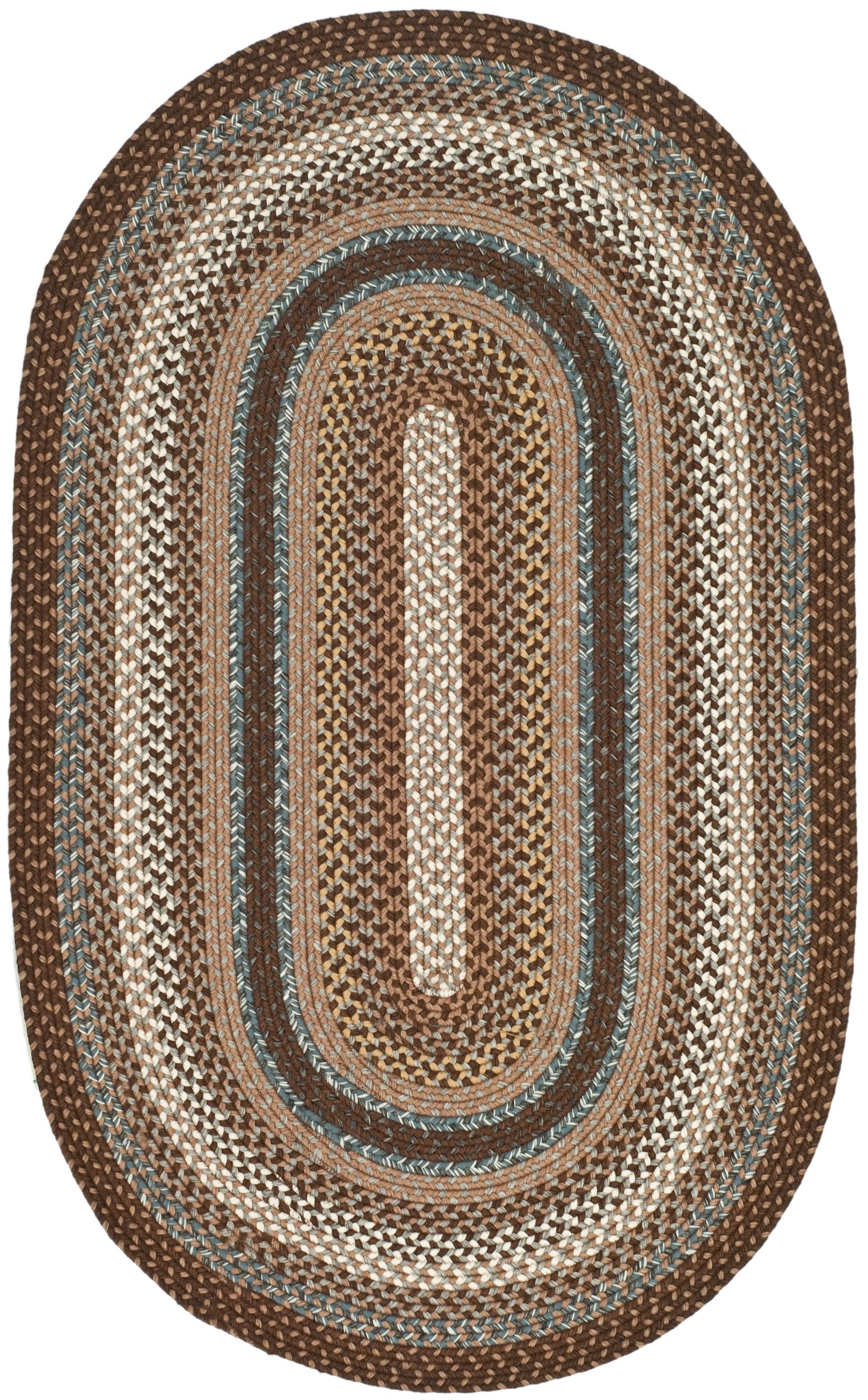 Braided BRD313 Hand Woven Accent Rug - Brown/Multi - 3'x5' Oval - Safavieh.