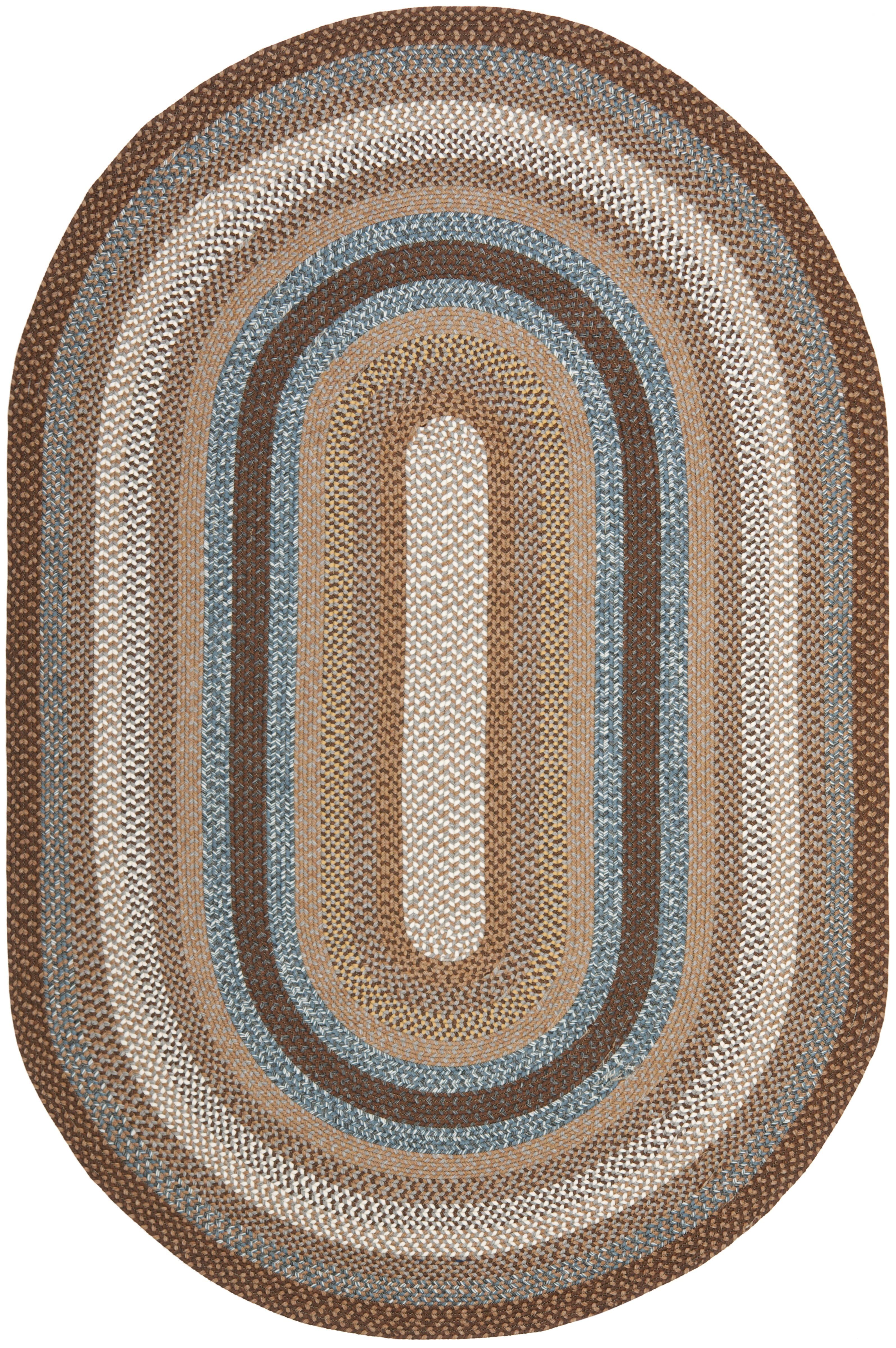 Braided BRD313 Hand Woven Area Rug - Brown/Multi - 6'x9' Oval - Safavieh.