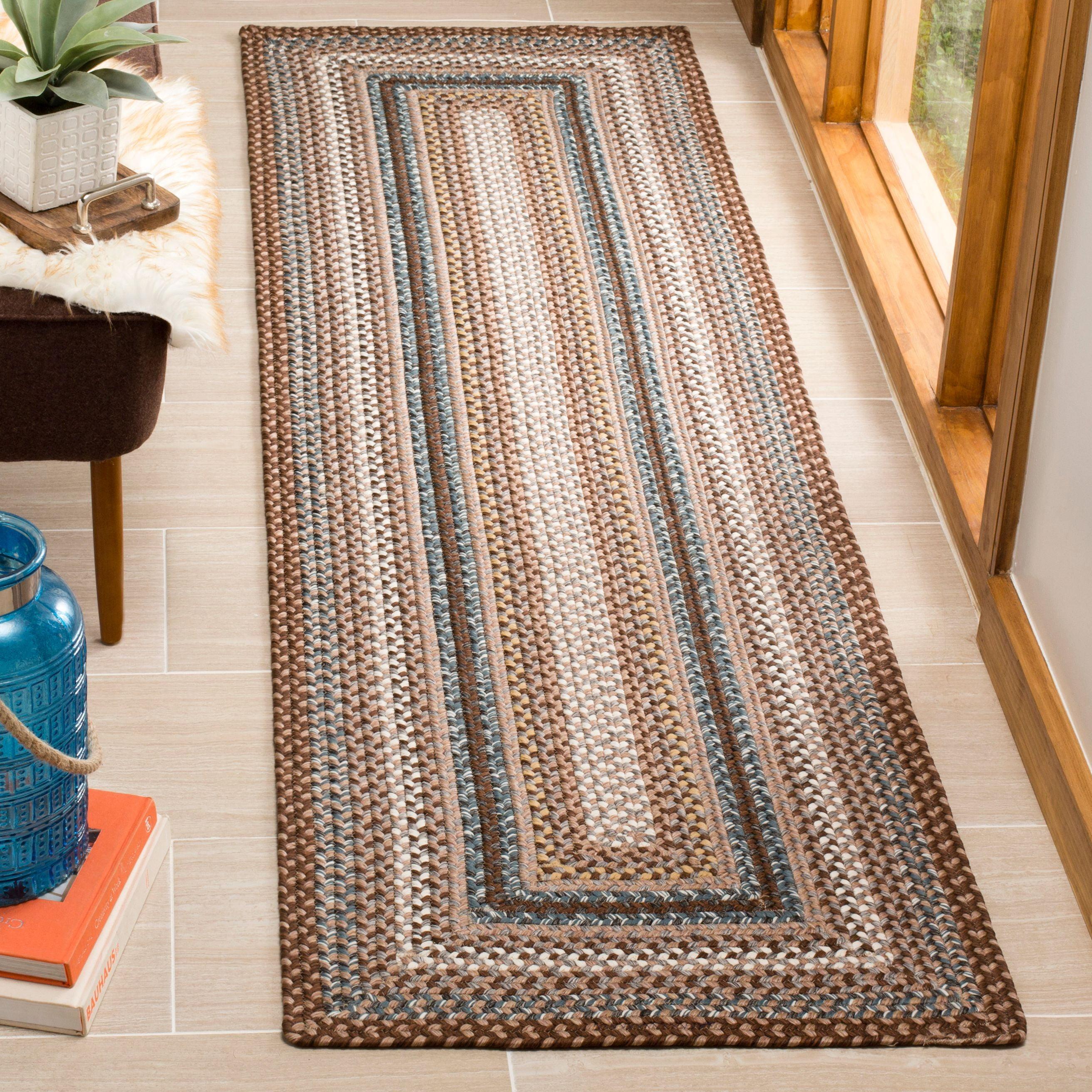 Braided BRD313 Hand Woven Runner Rug - Brown/Multi - 2'3"x14' - Safavieh.