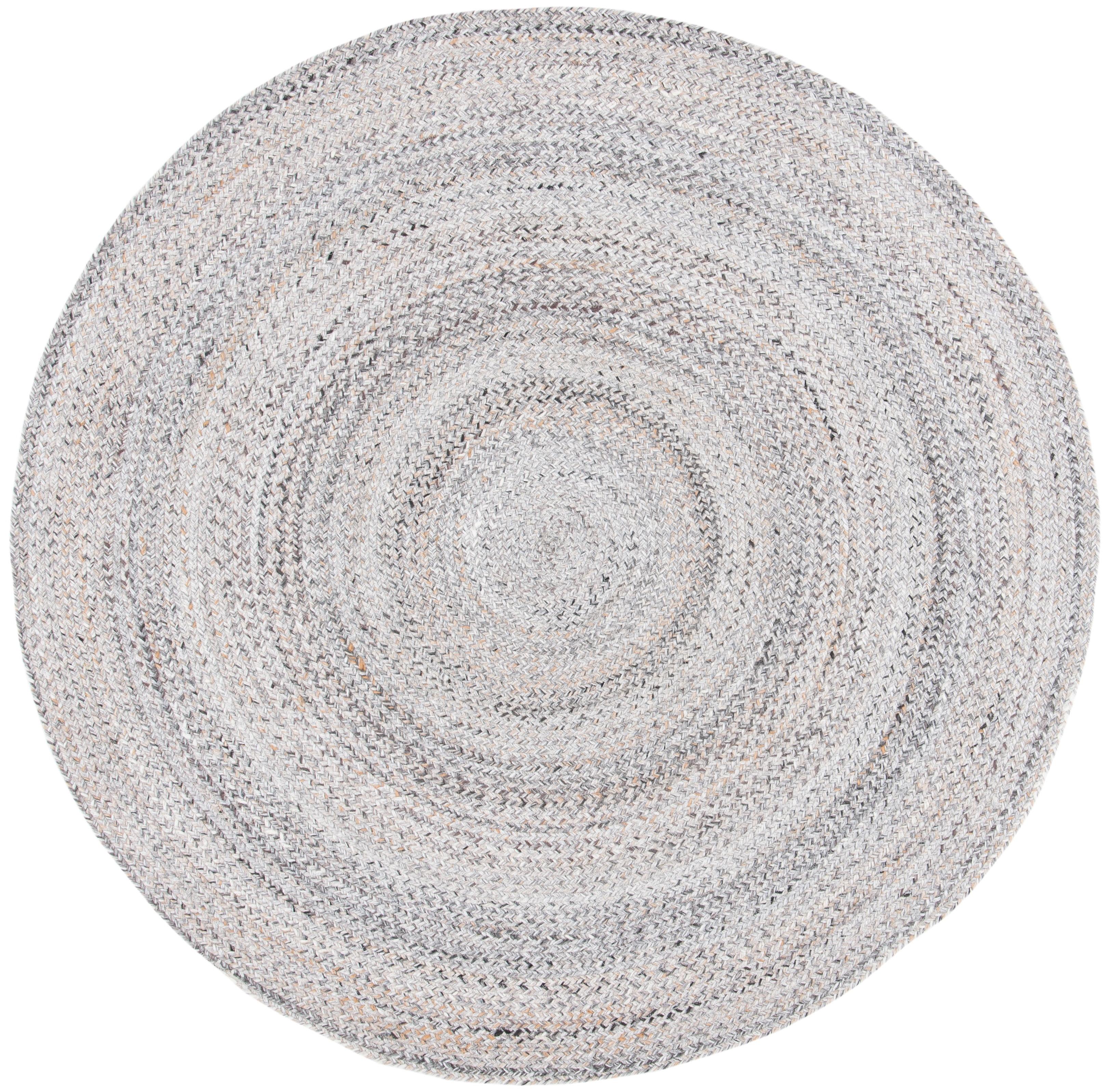 Coastal Charm Gray Synthetic 3' Round Braided Geometric Rug