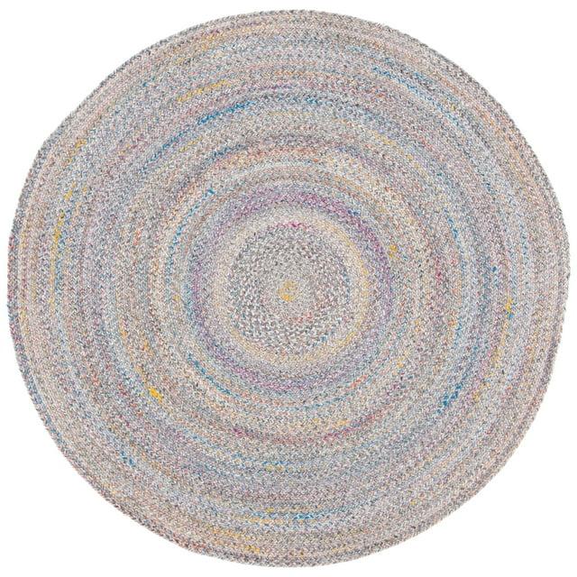 Braided BRD851 Hand Braided Area Rug - Yellow/Grey - 5' round - Safavieh.