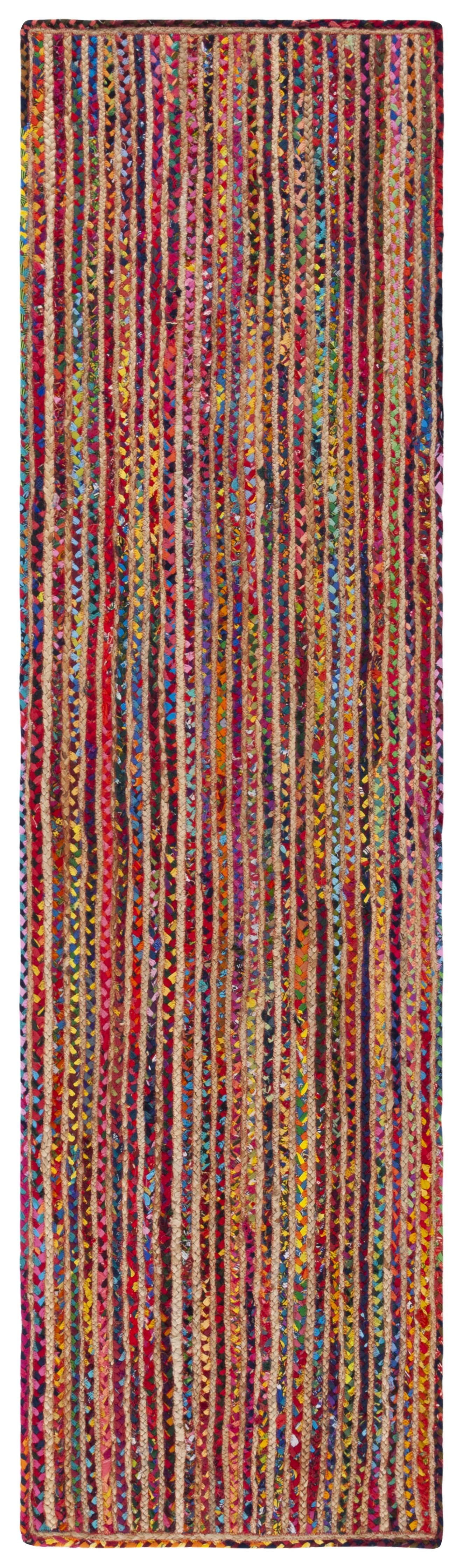 Braided BRD262 Hand Braided Runner Rug - Natural/Multi - 2'3"x9' - Safavieh.