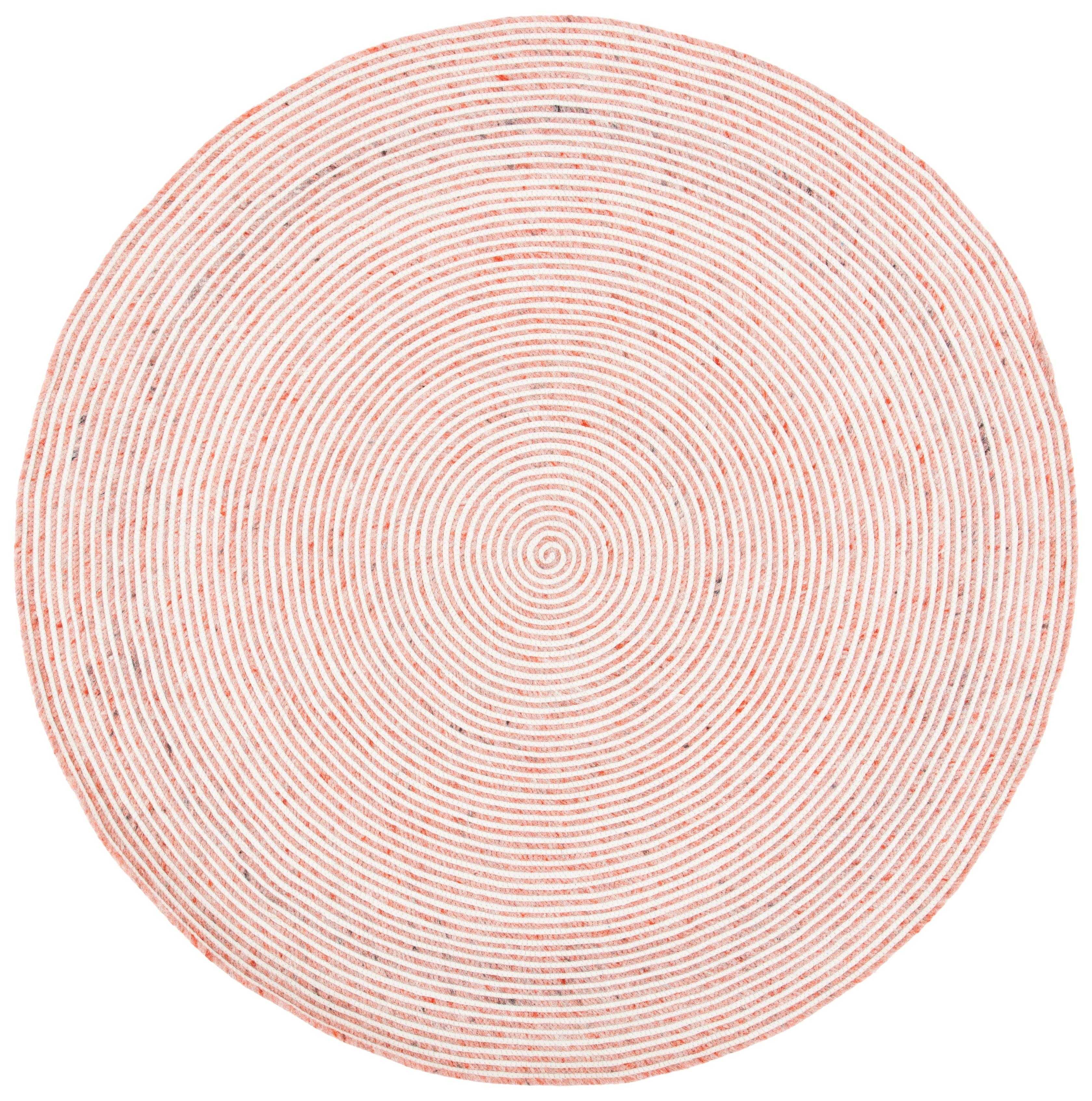 Braided BRD905 Hand Woven Area Rug - Red/Ivory - 3' round - Safavieh.