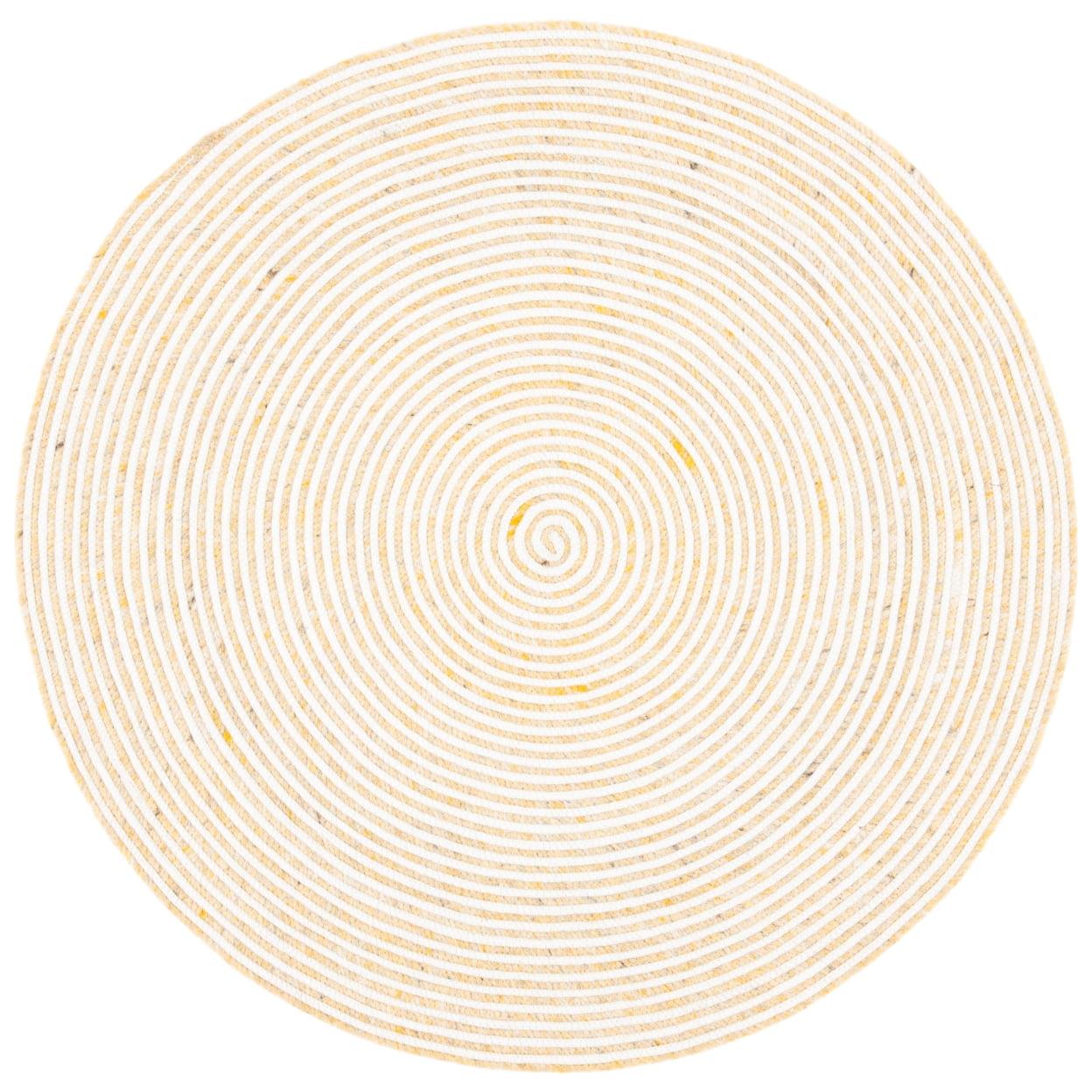 Braided BRD905 Hand Woven Area Rug - Gold/Ivory - 4' round - Safavieh.