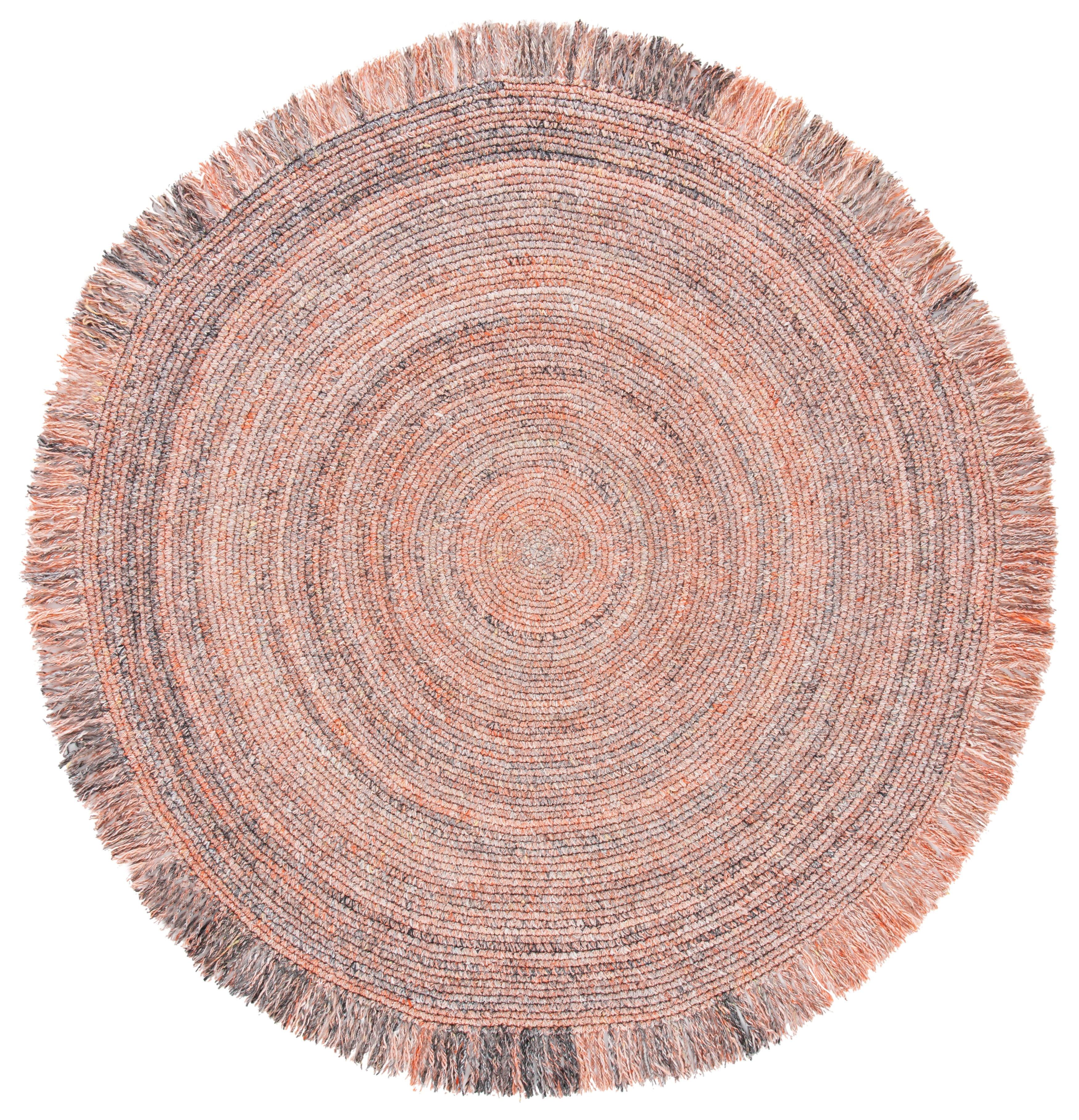Braided BRD275 Hand Braided Area Rug - Orange/Grey - 4' round - Safavieh.