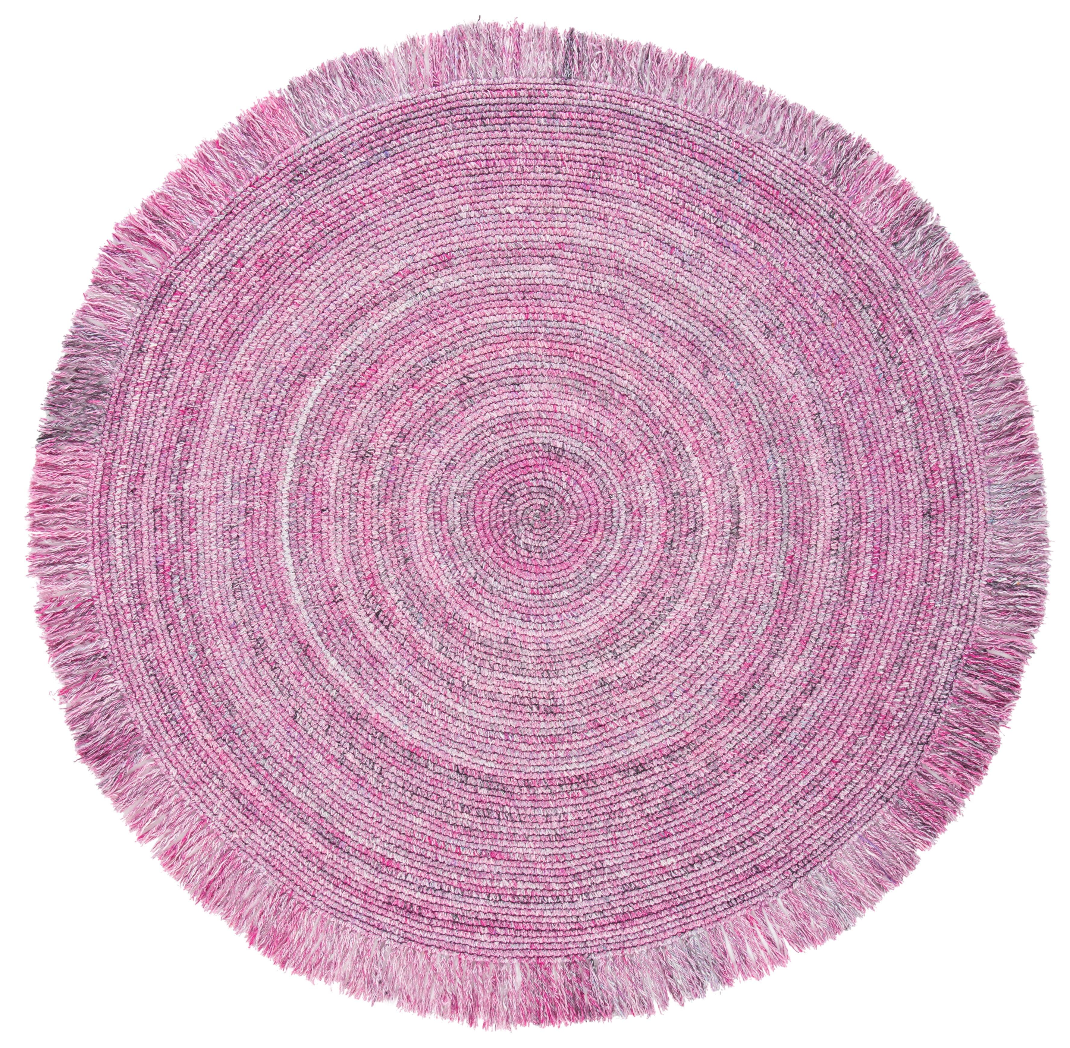 Braided BRD275 Hand Braided Area Rug - Pink/Ivory - 4' round - Safavieh.