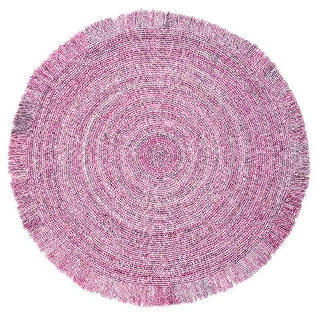 Braided BRD275 Hand Braided Area Rug - Pink/Ivory - 4' round - Safavieh.