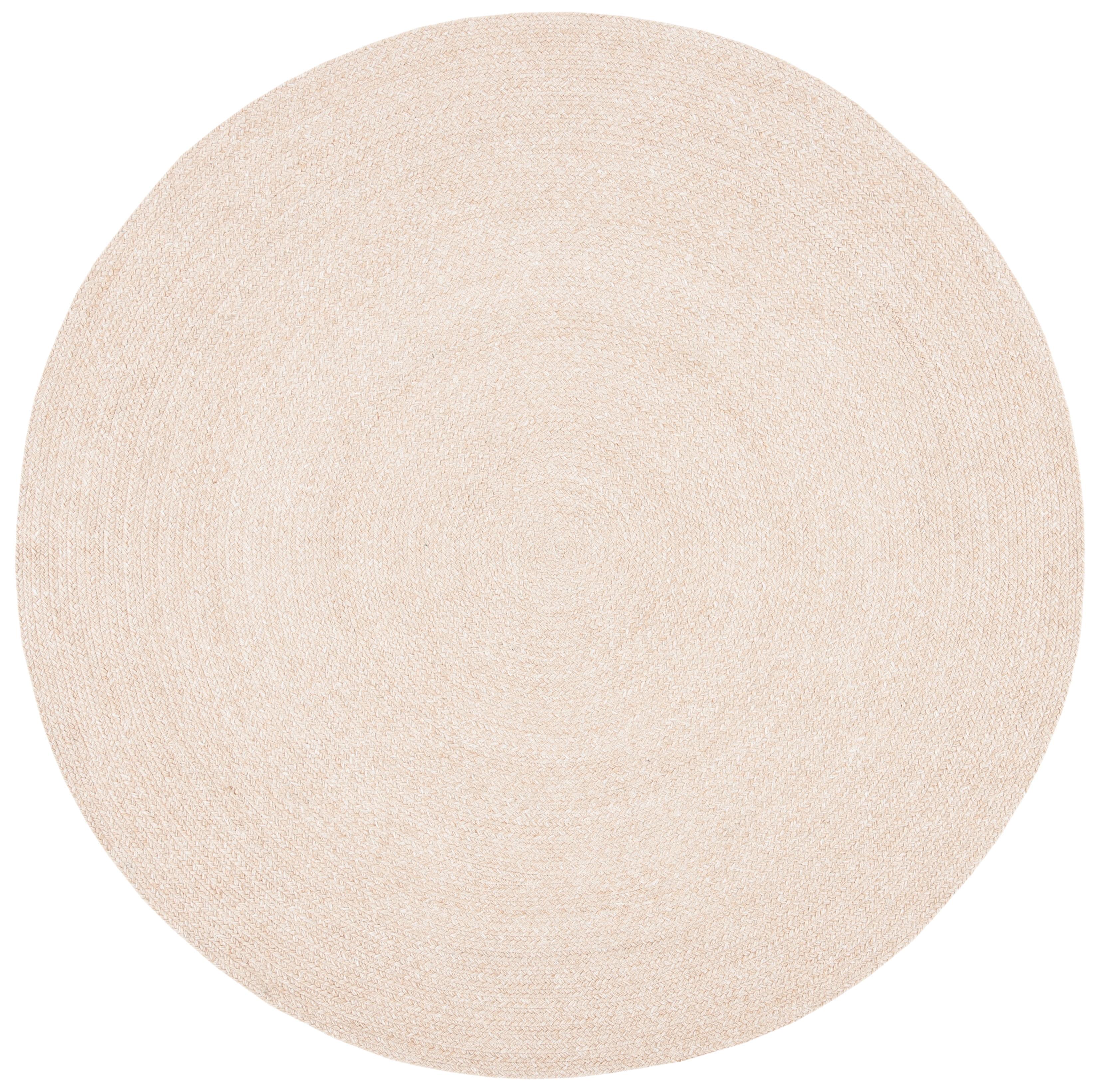 Beige Braided Handwoven Round Synthetic Area Rug