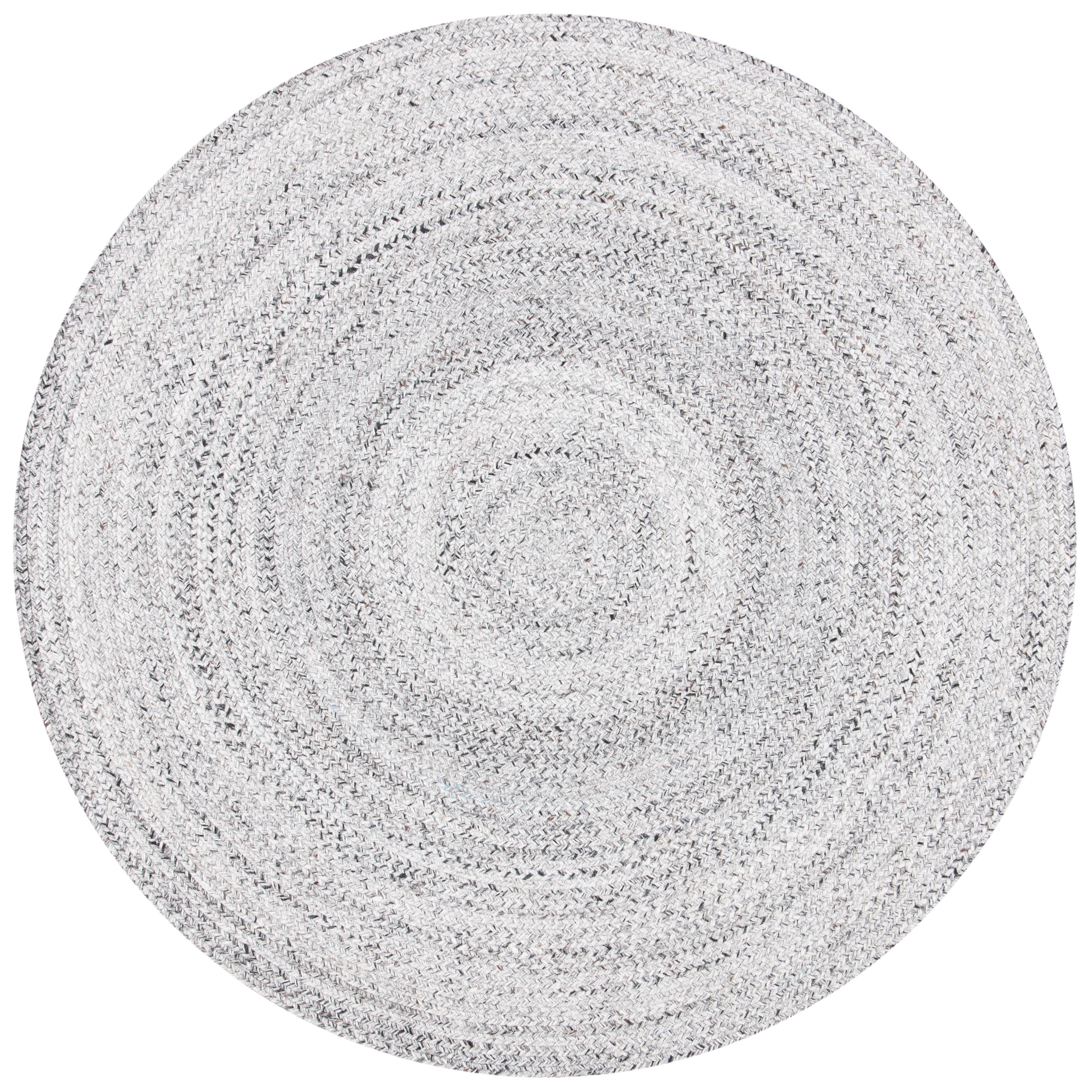 Gray Round Handmade Braided Reversible Area Rug