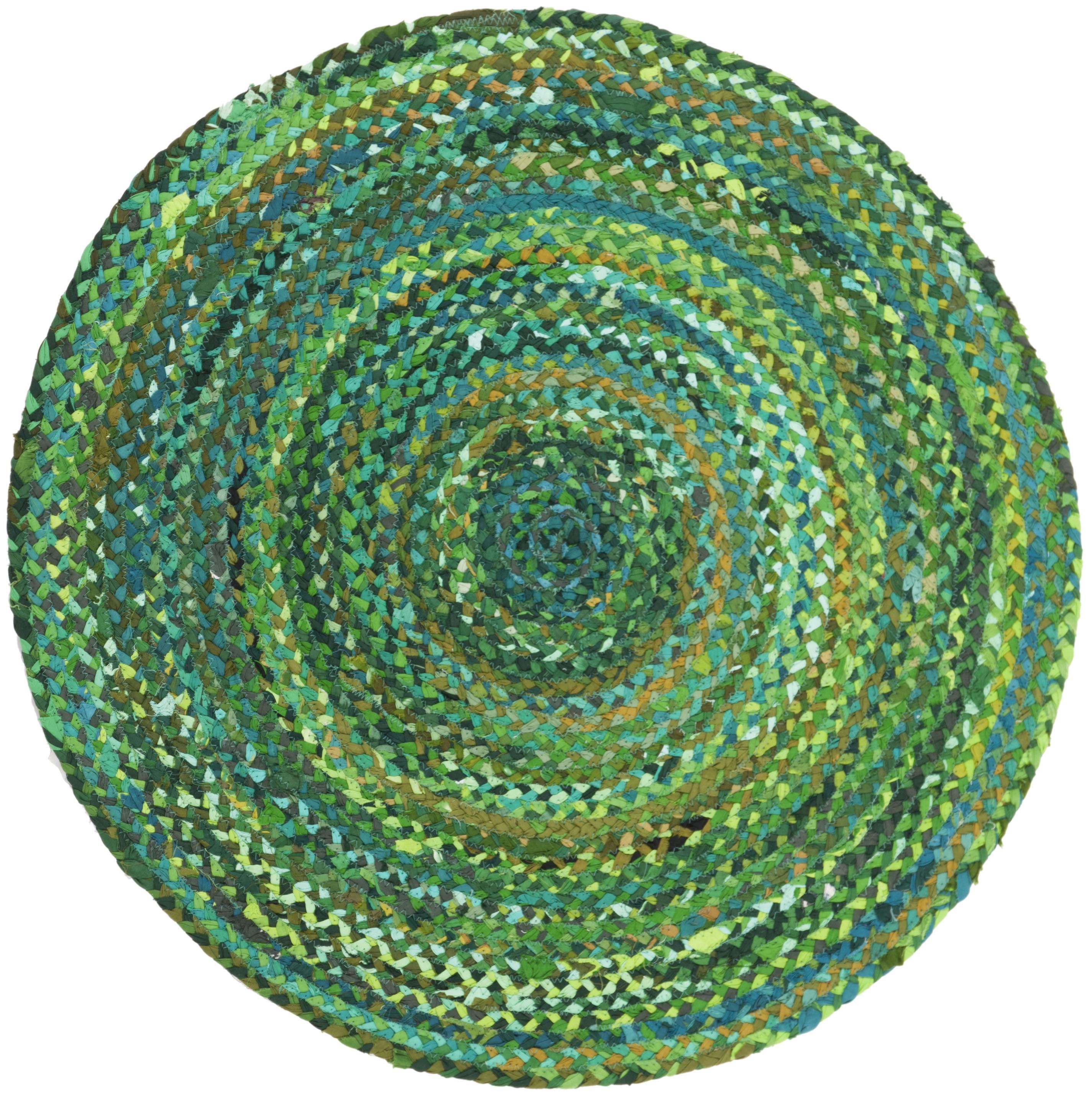 SAFAVIEH Braided Calvin Transitional Cotton Reversible Area Rug, Green, 3' x 3' Round