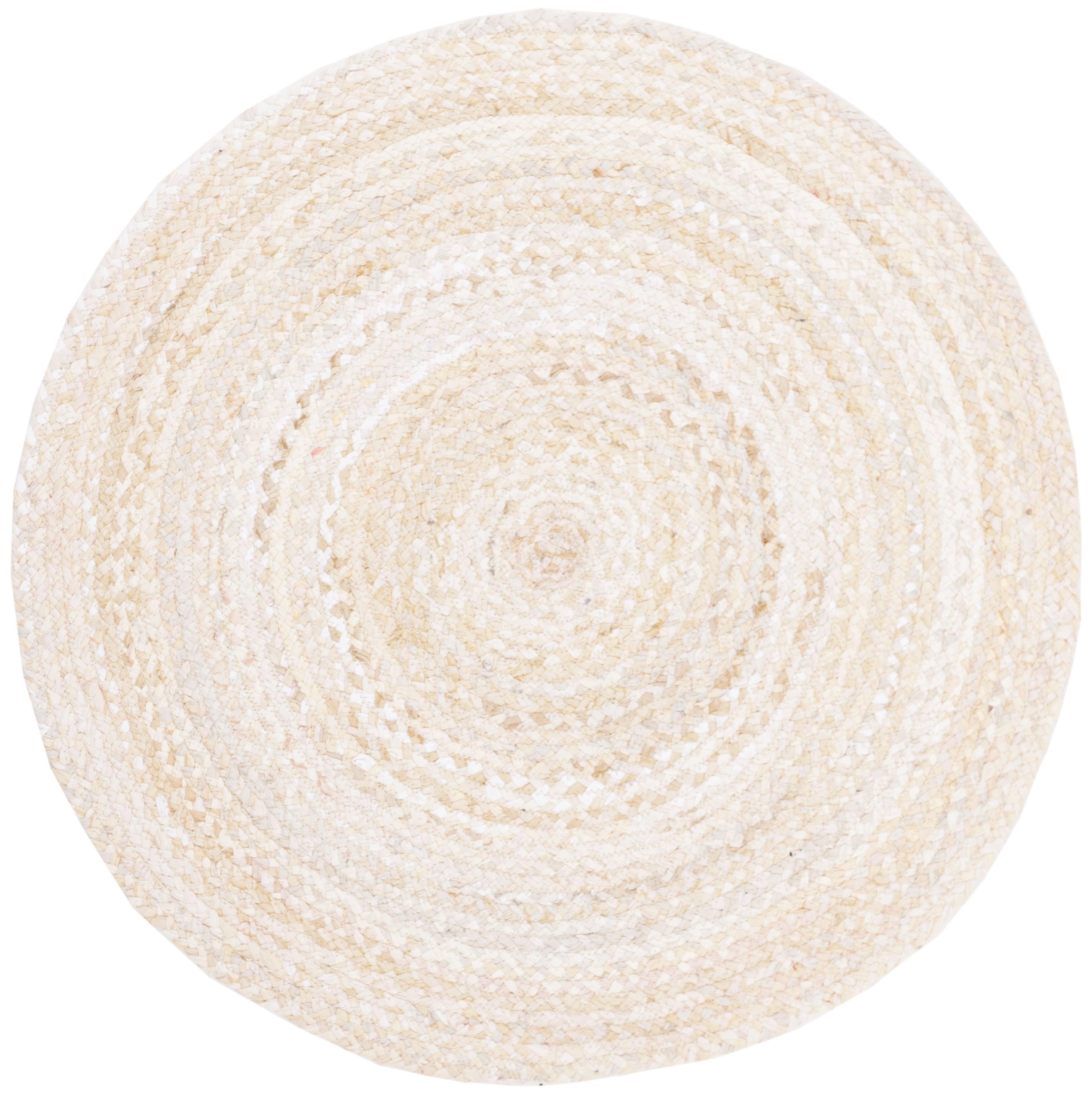 Braided BRD452 Hand Woven Indoor Area Rug - Beige - 4' Round - Safavieh