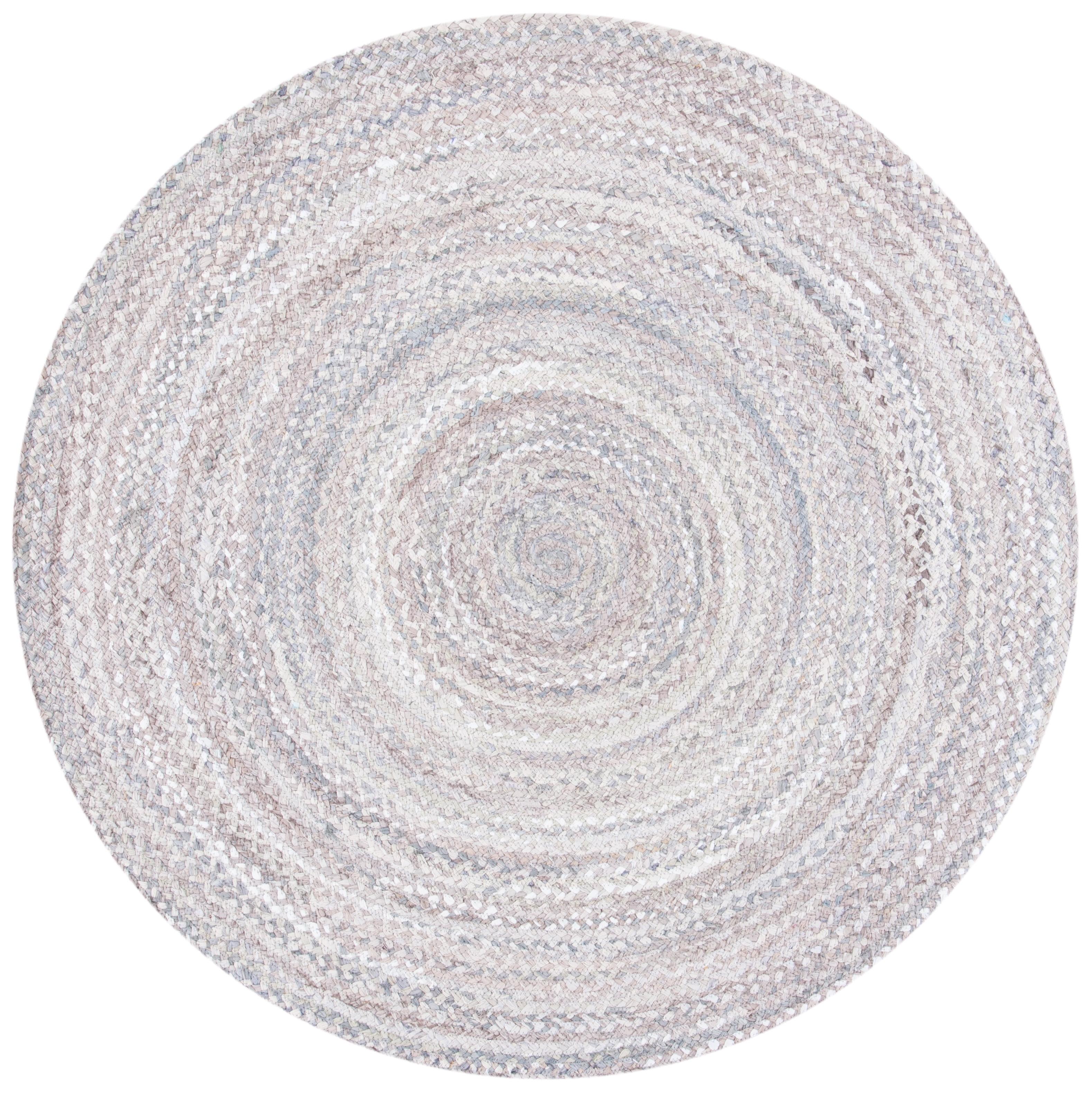 Braided BRD452 Hand Woven Indoor Area Rug - Light Grey - 5' Round - Safavieh