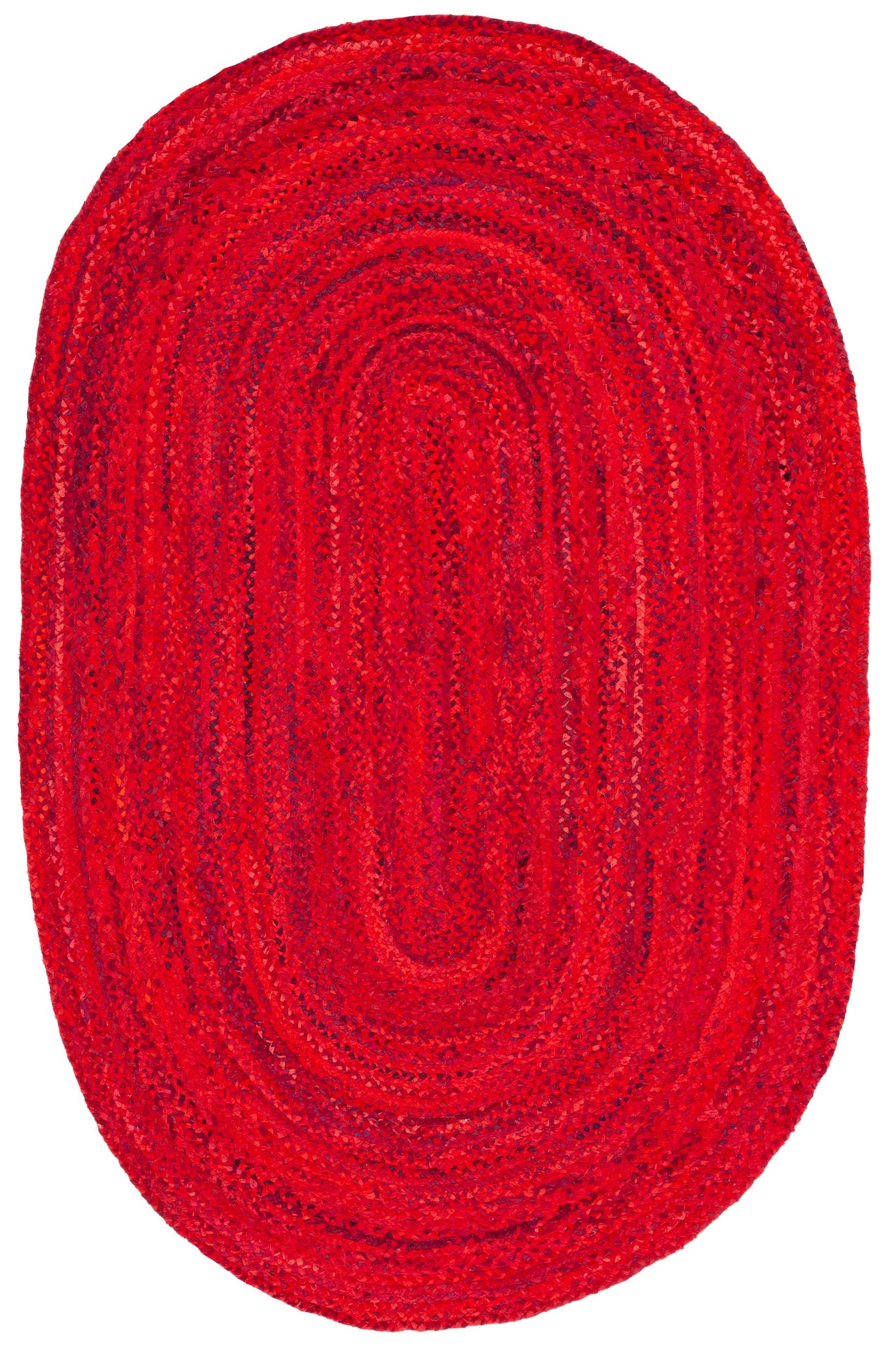 Braided BRD452 Hand Woven Indoor Area Rug - Red - 5'x8' Oval - Safavieh