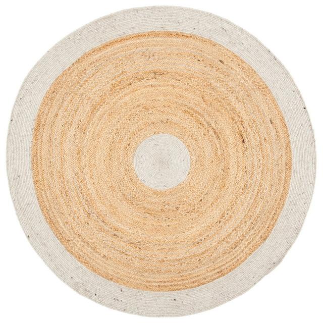 Braided BRD910 Hand Woven Indoor Area Rug - Beige/Natural - 5' Round - Safavieh