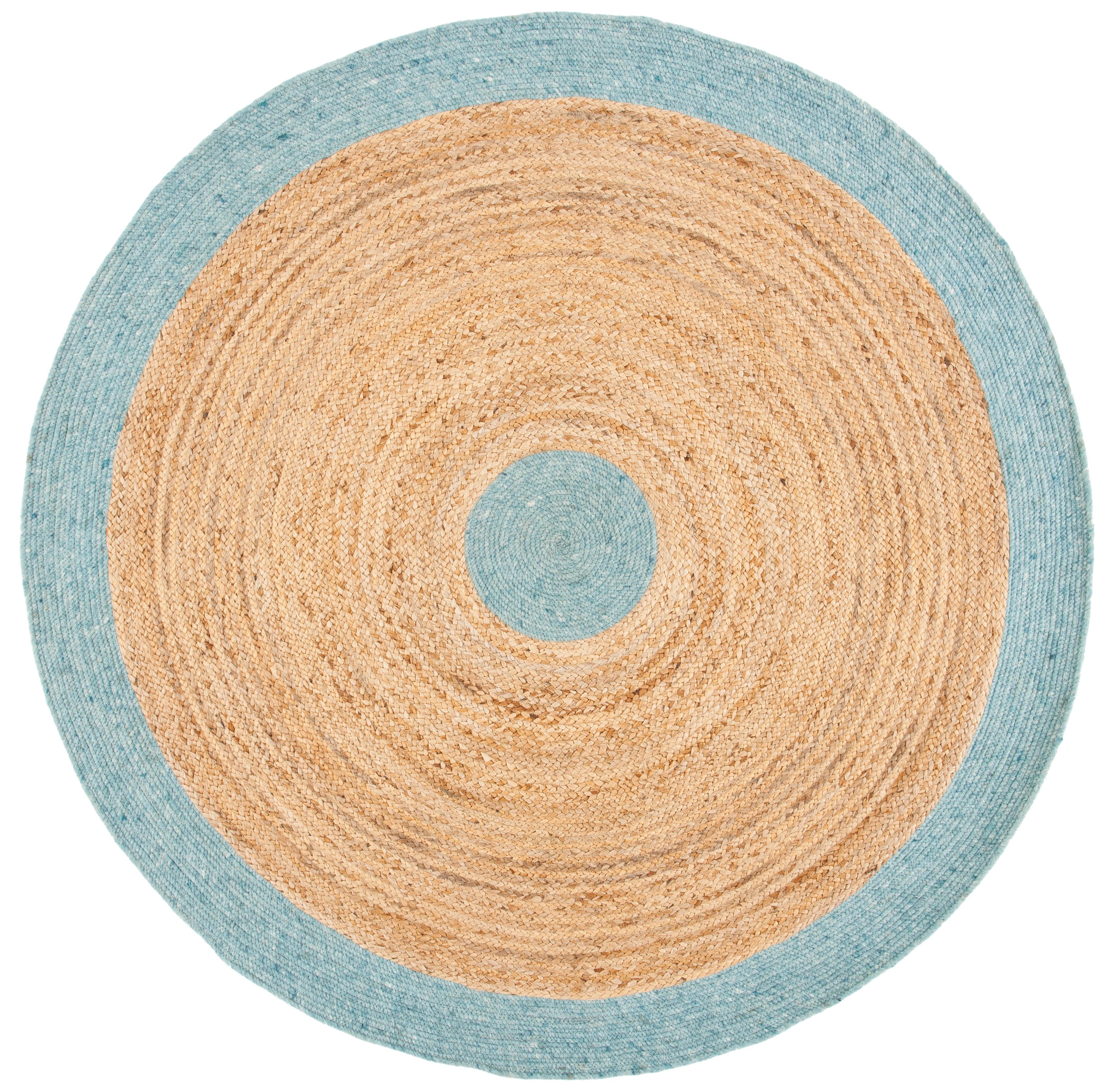 Braided BRD910 Hand Woven Indoor Accent Rug - Blue/Natural - 3' Round - Safavieh