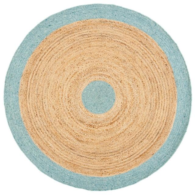 Braided BRD910 Hand Woven Indoor Accent Rug - Blue/Natural - 3' Round - Safavieh