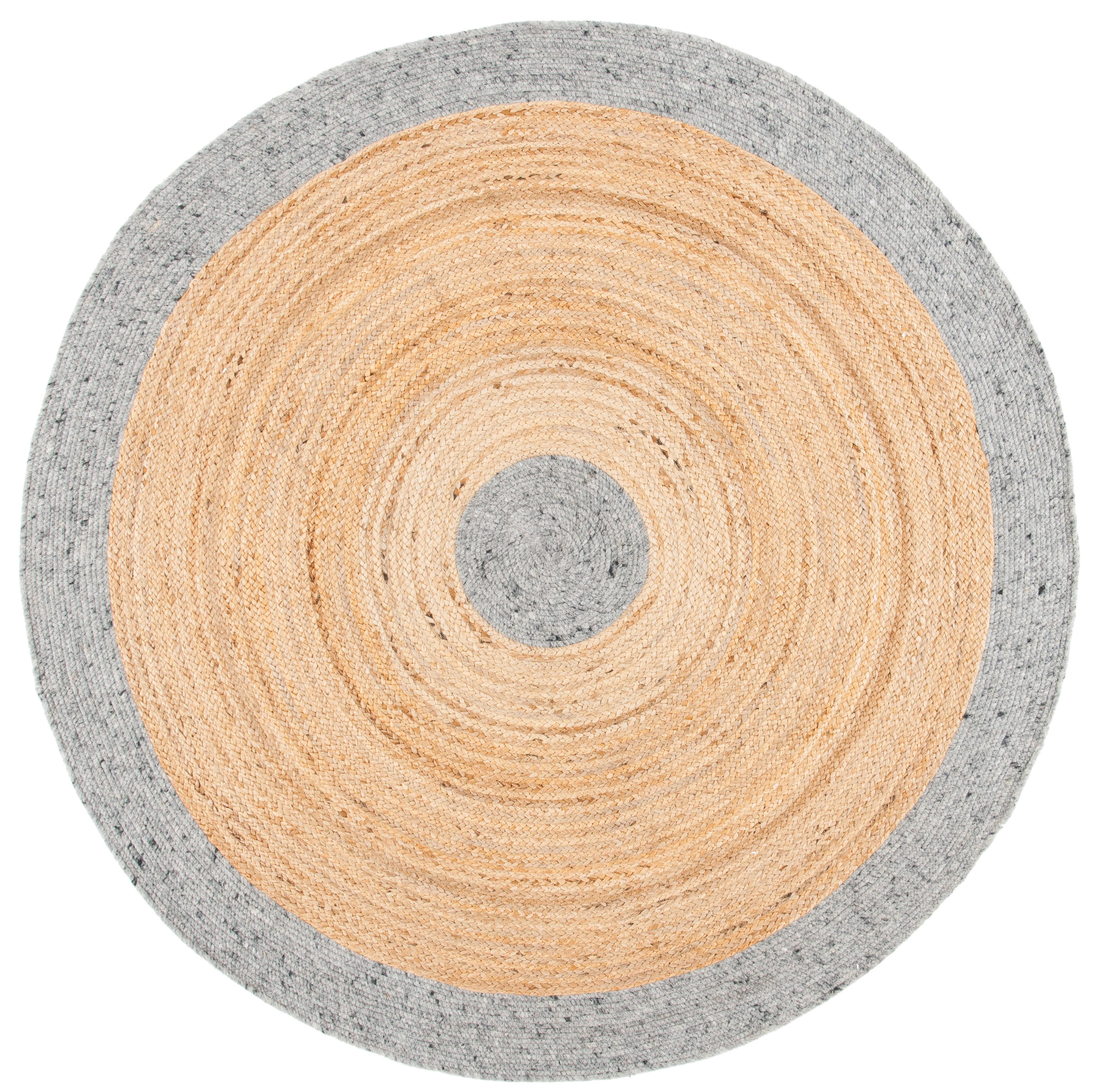 Braided BRD910 Hand Woven Indoor Accent Rug - Grey/Natural - 3' Round - Safavieh