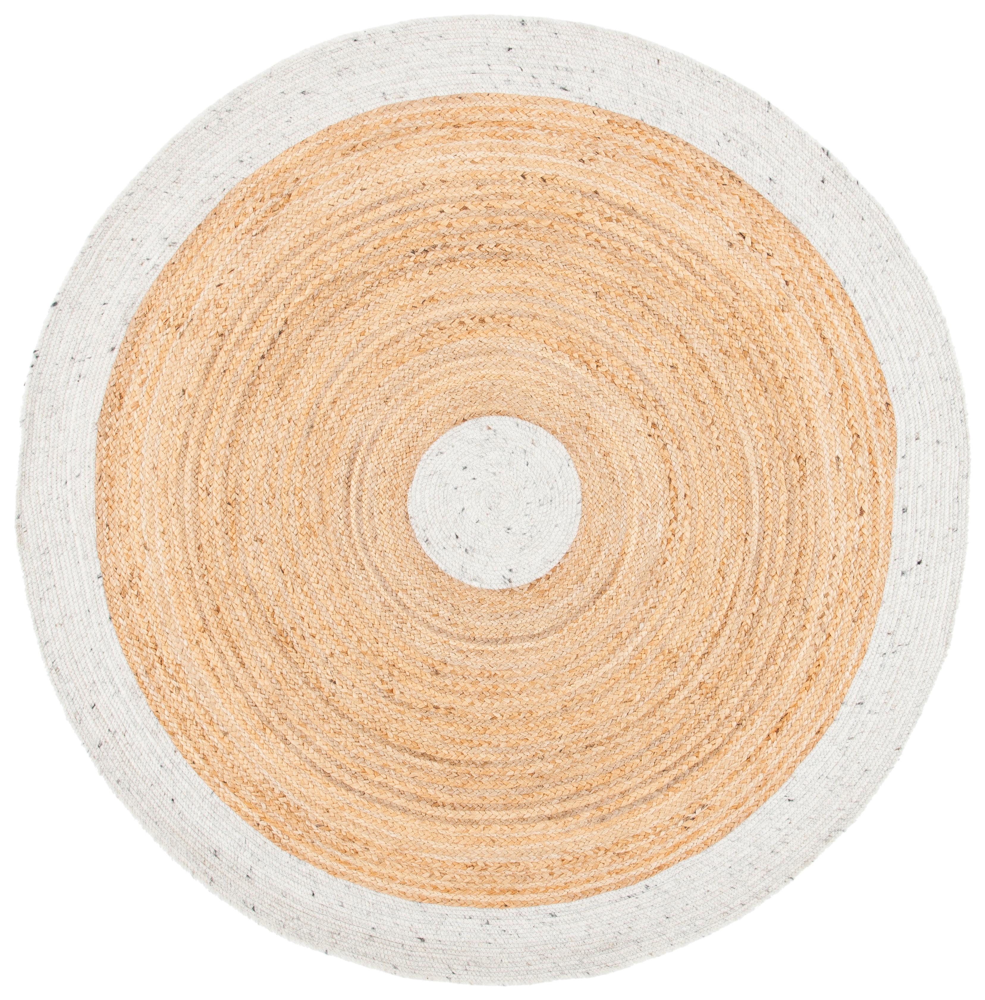 Braided BRD910 Hand Woven Indoor Area Rug - Light Grey/Natural - 6' Round - Safavieh