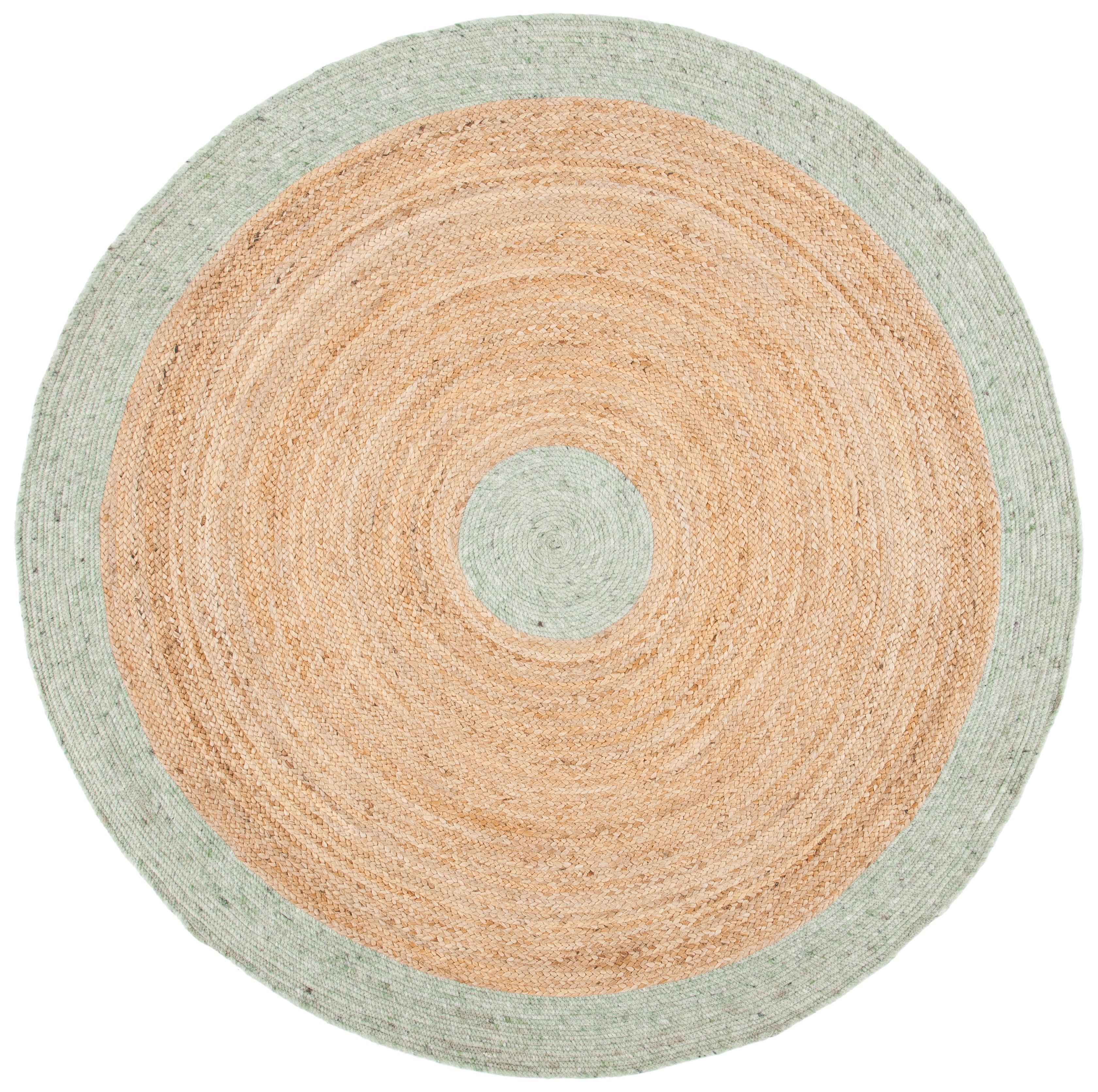 SAFAVIEH Braided Carina Bordered Reversible Area Rug, Sage/Gold, 6' x 6' Round