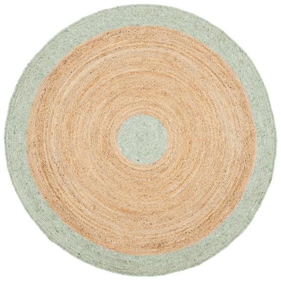 SAFAVIEH Braided Carina Bordered Reversible Area Rug, Sage/Gold, 6' x 6' Round