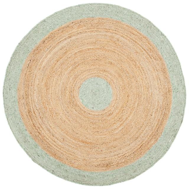 SAFAVIEH Braided Carina Bordered Reversible Area Rug, Sage/Gold, 6' x 6' Round