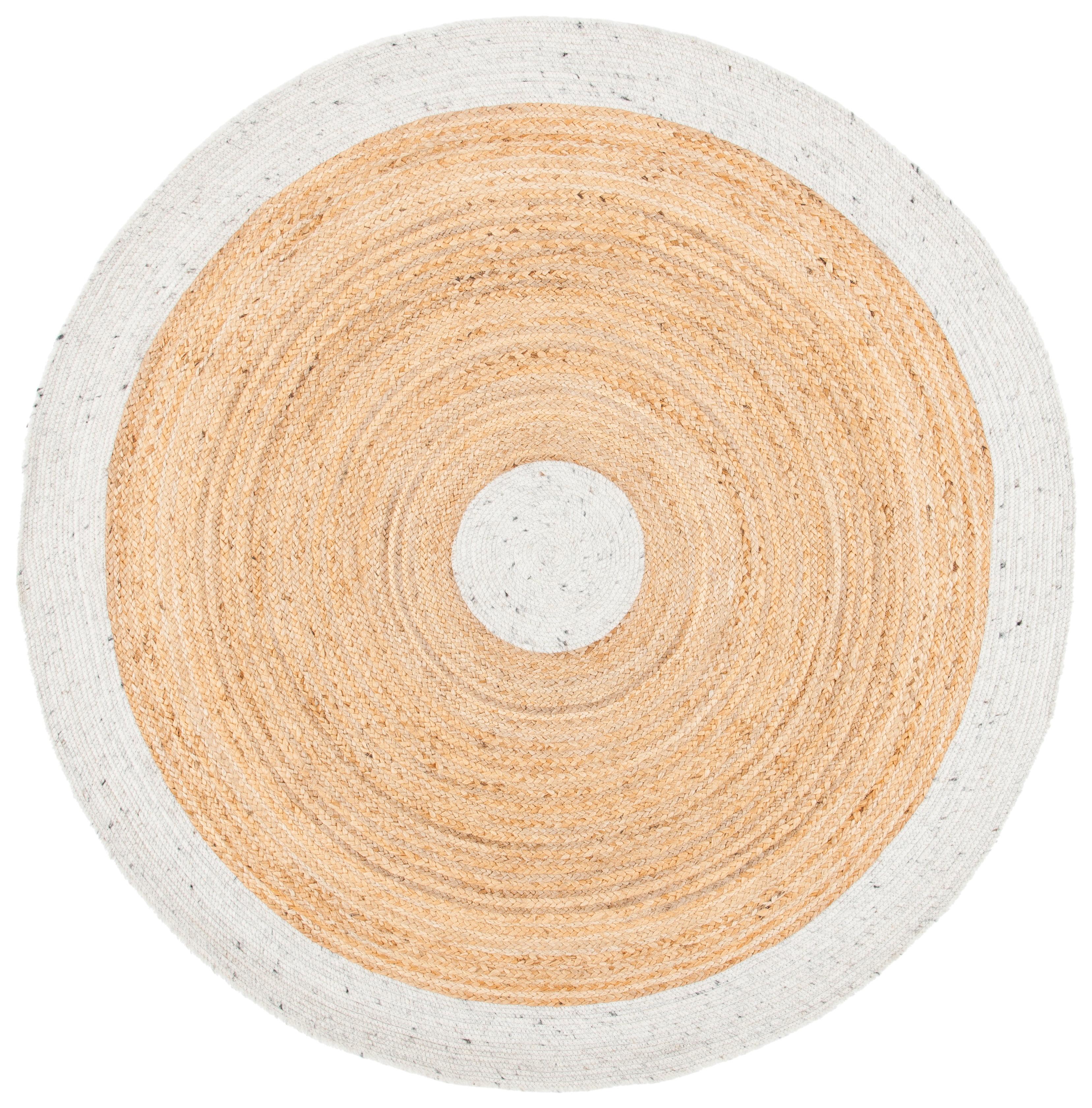 Handwoven Braided Gray & Natural Wool-Cotton 6' Round Rug