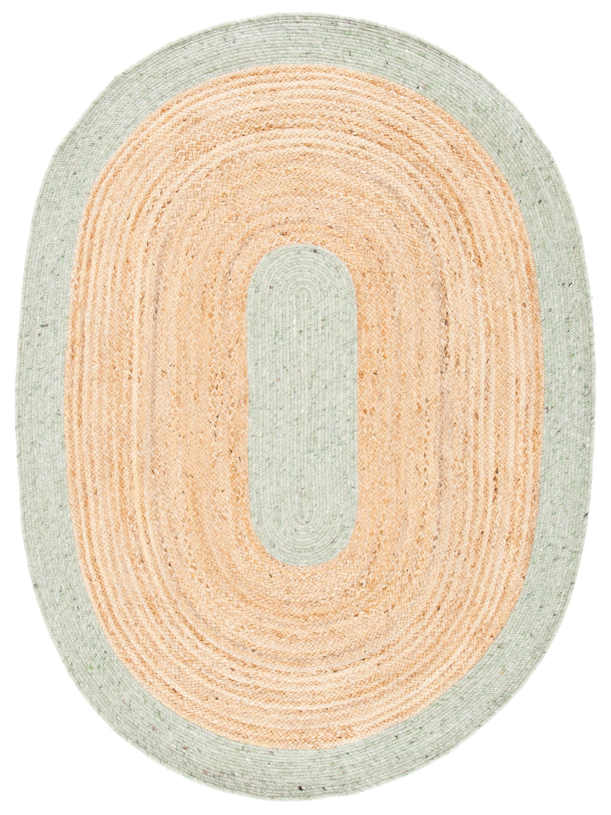 SAFAVIEH Braided Carina Solid Bordered Area Rug, Sage/Gold, 6' x 9' Oval