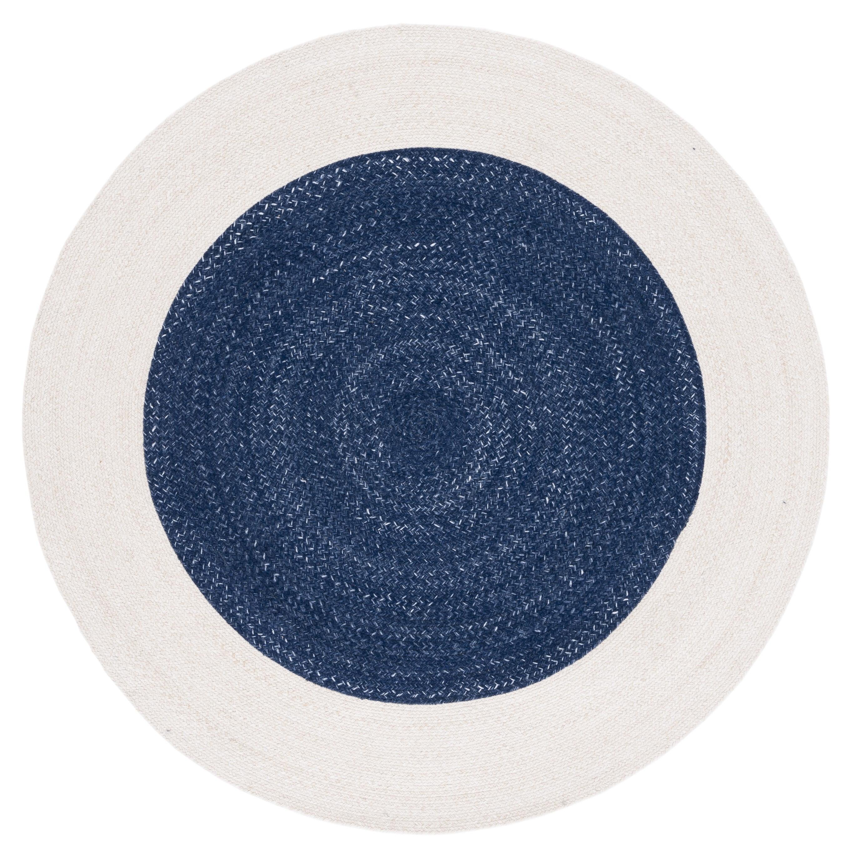 Braided BRD803 Hand Woven Area Rug - Navy/Ivory - 6' Round - Safavieh.