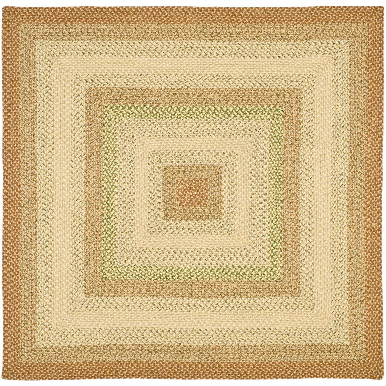 Reversible Handmade Square Braided Rug in Rust/Multi, 4'x4'