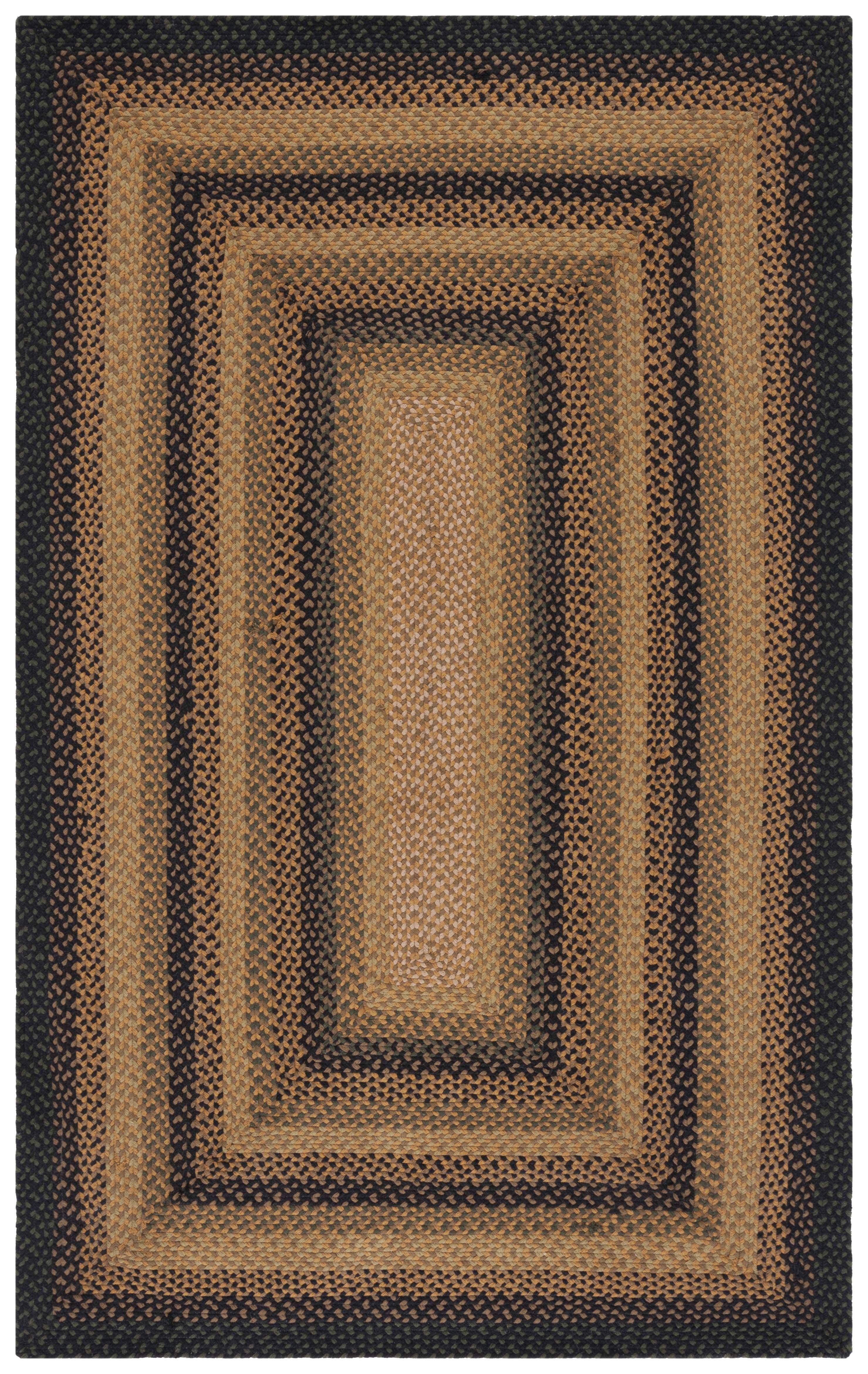 Braided BRD651 Flat Weave Indoor Area Rug - Gold/Sage - 4'x6' - Safavieh