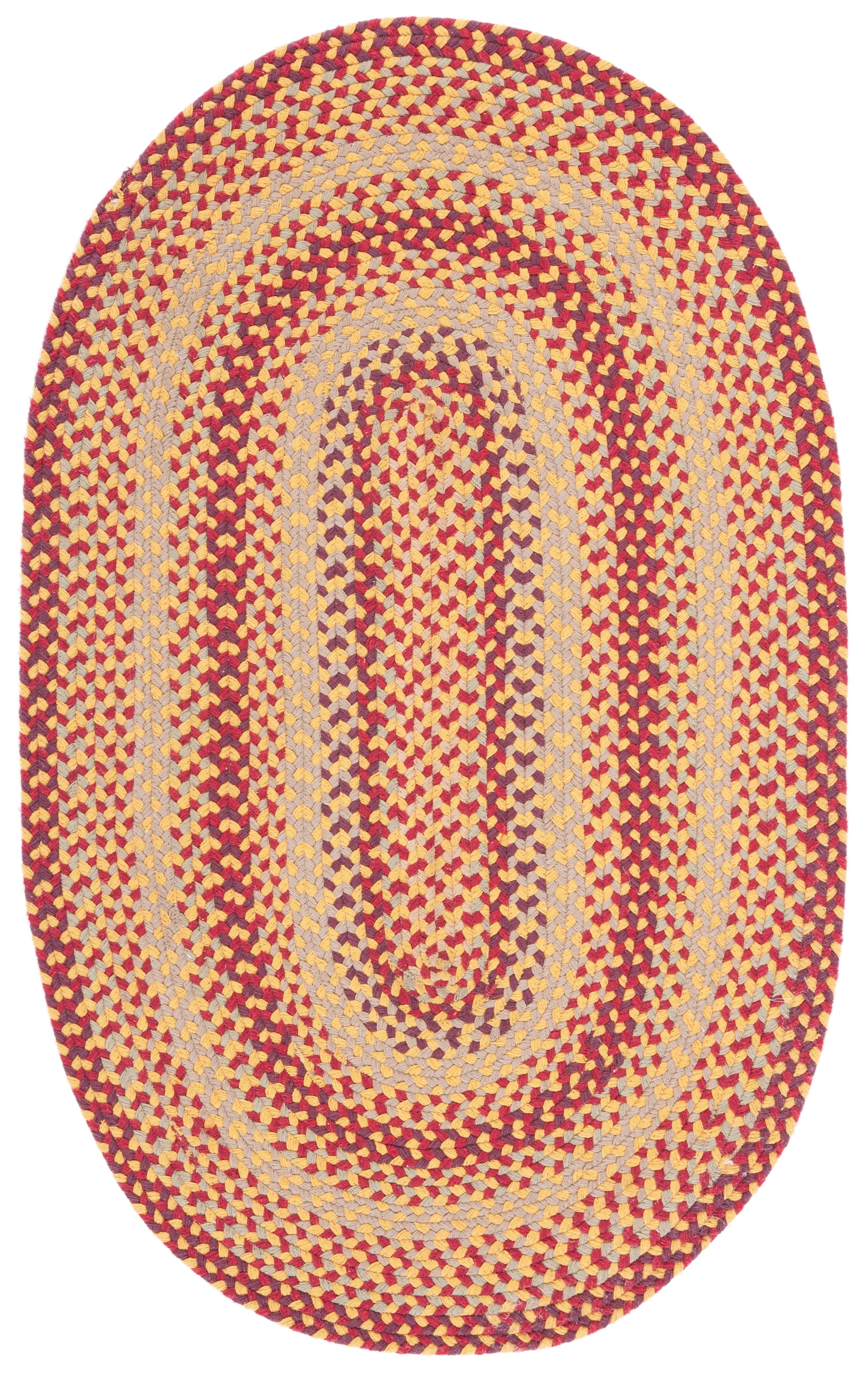 Braided BRD651 Flat Weave Indoor Accent Rug - Yellow/Red - 3'x5' Oval - Safavieh