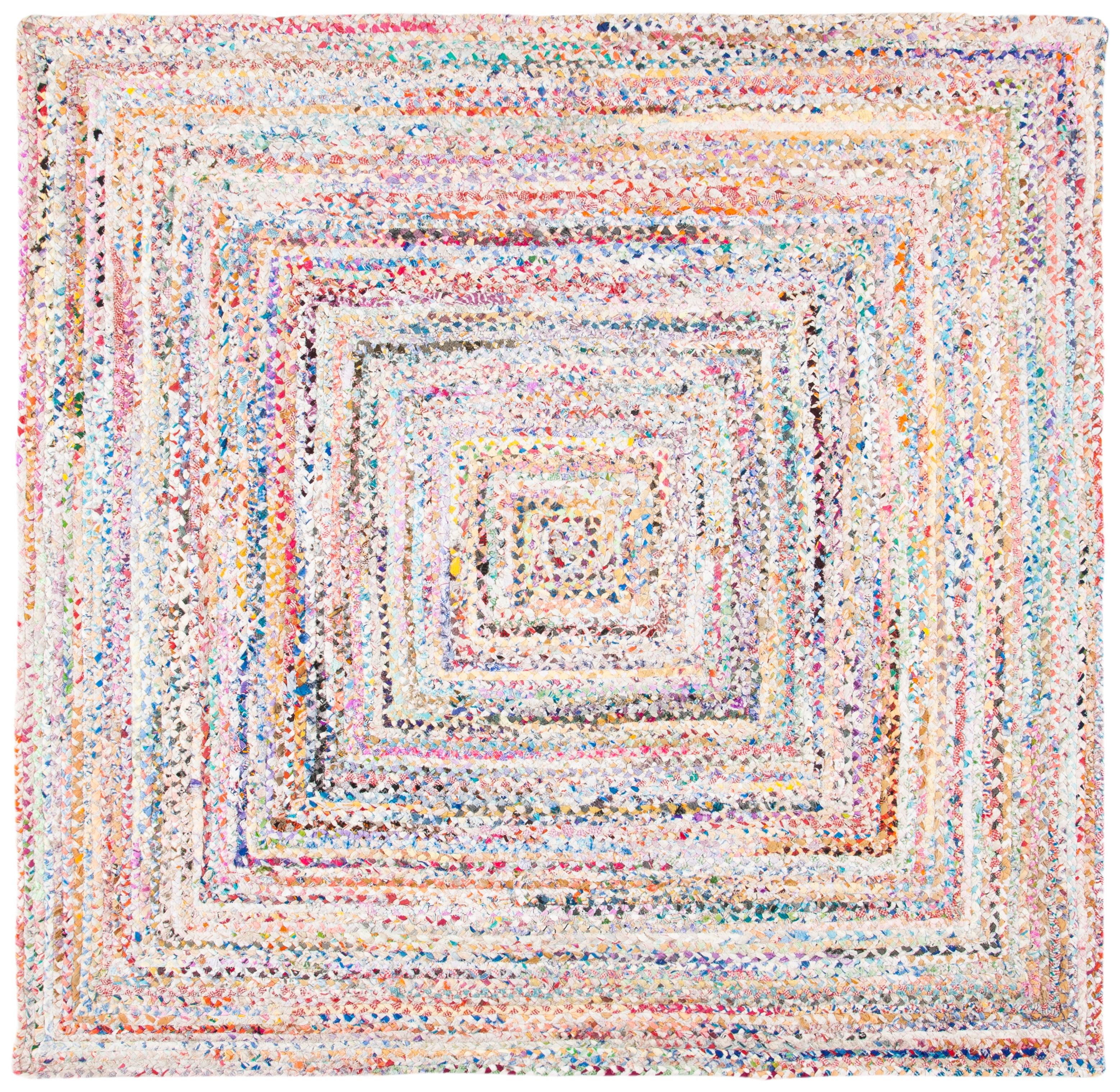 Braided BRD210 Hand Woven Area Rug - Ivory/Multi - 3'x3' - Safavieh.