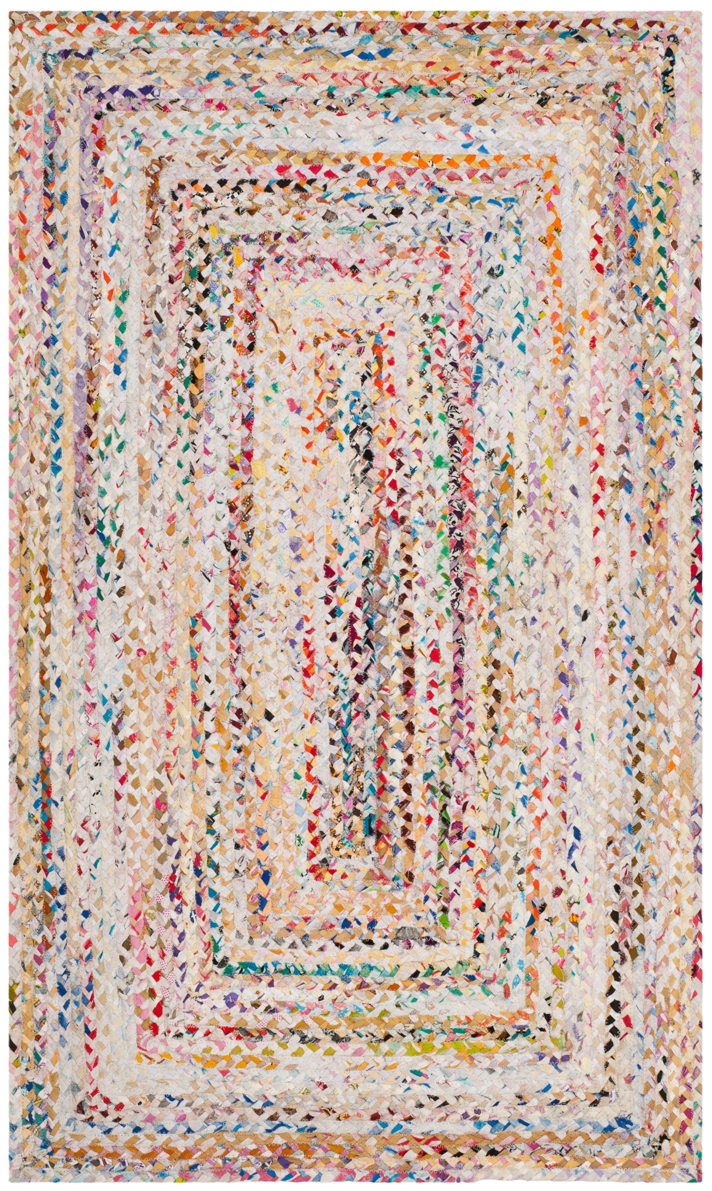 Braided BRD210 Hand Woven Accent Rug - Ivory/Multi - 3'x5' - Safavieh.