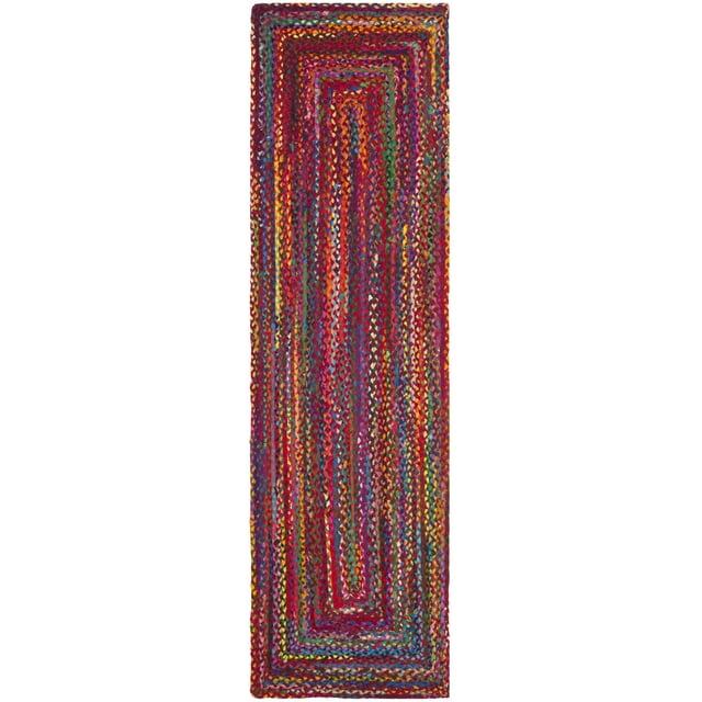Braided BRD210 Hand Woven Runner Rug - Red/Multi - 2'3"x12' - Safavieh.