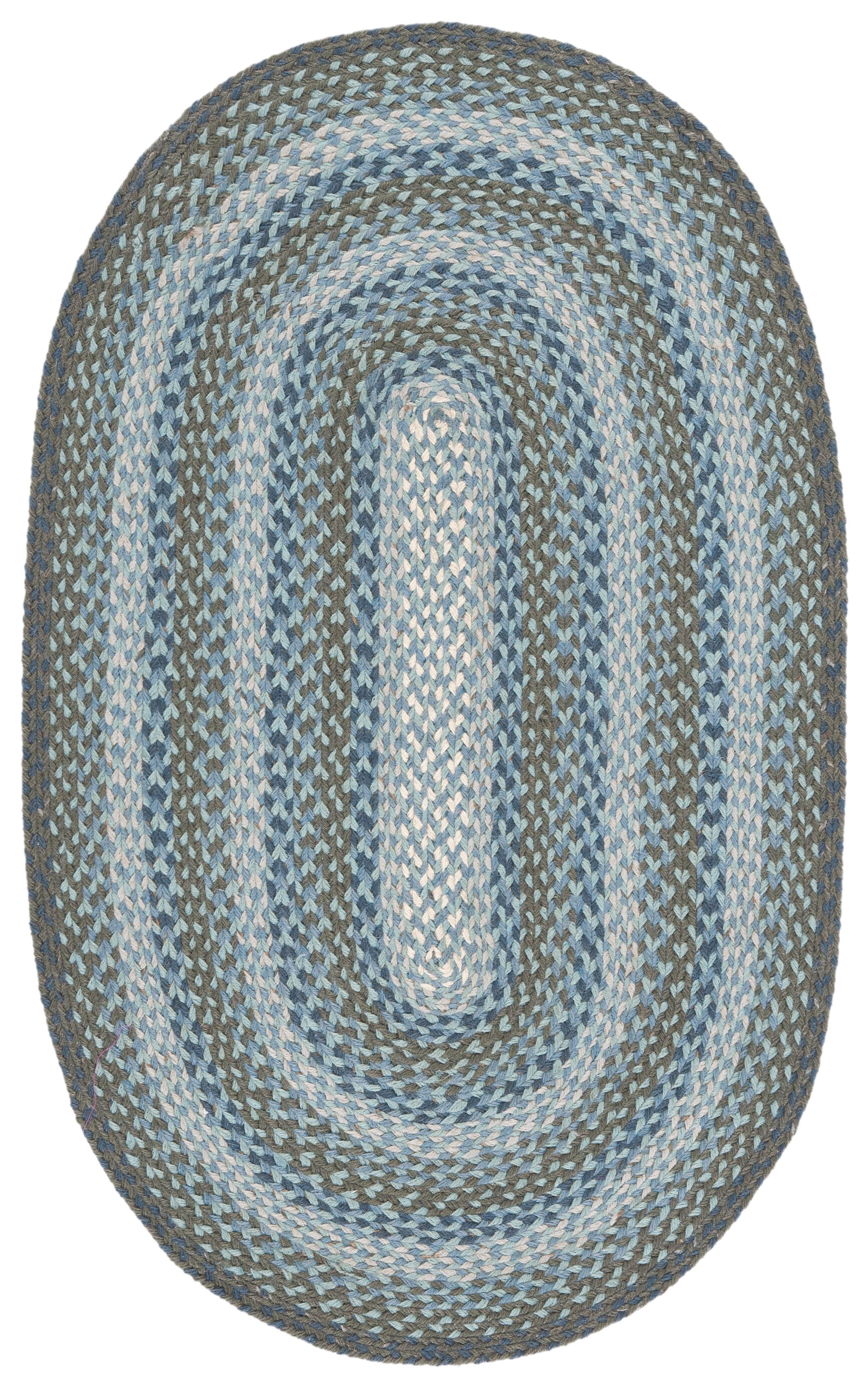 Braided BRD652 Flat Weave Indoor Area Rug - Light Blue/Green - 4'x6' Oval - Safavieh
