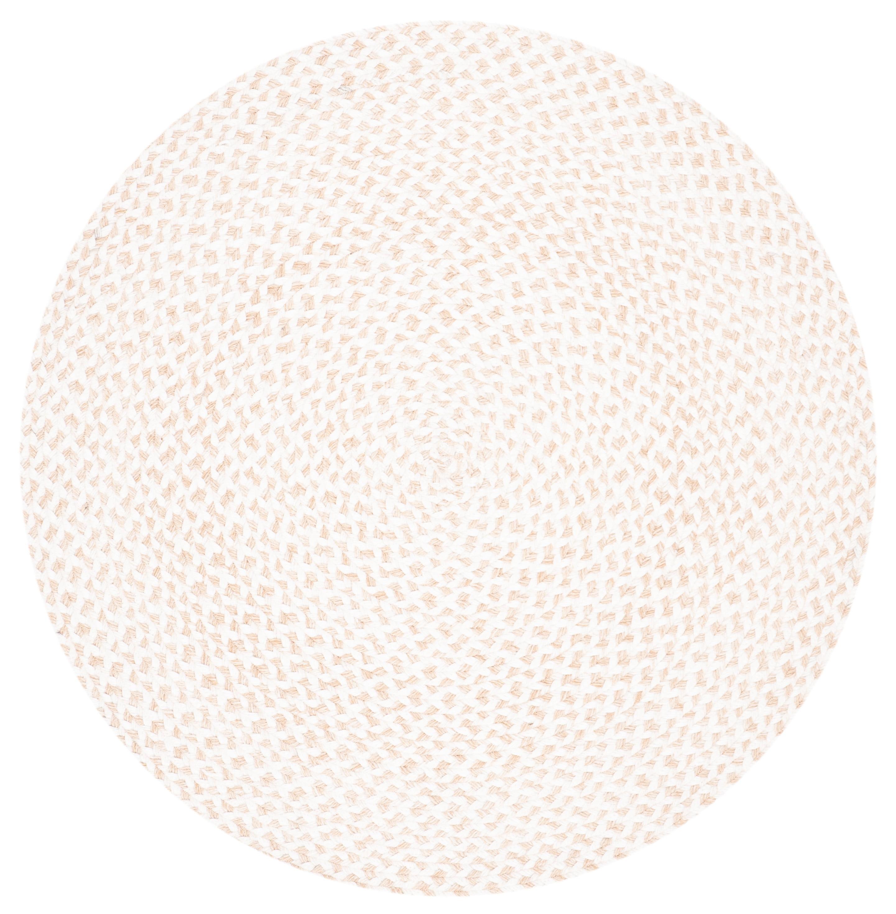 Ivory Round Braided Handmade Reversible Area Rug, 6' x 6'