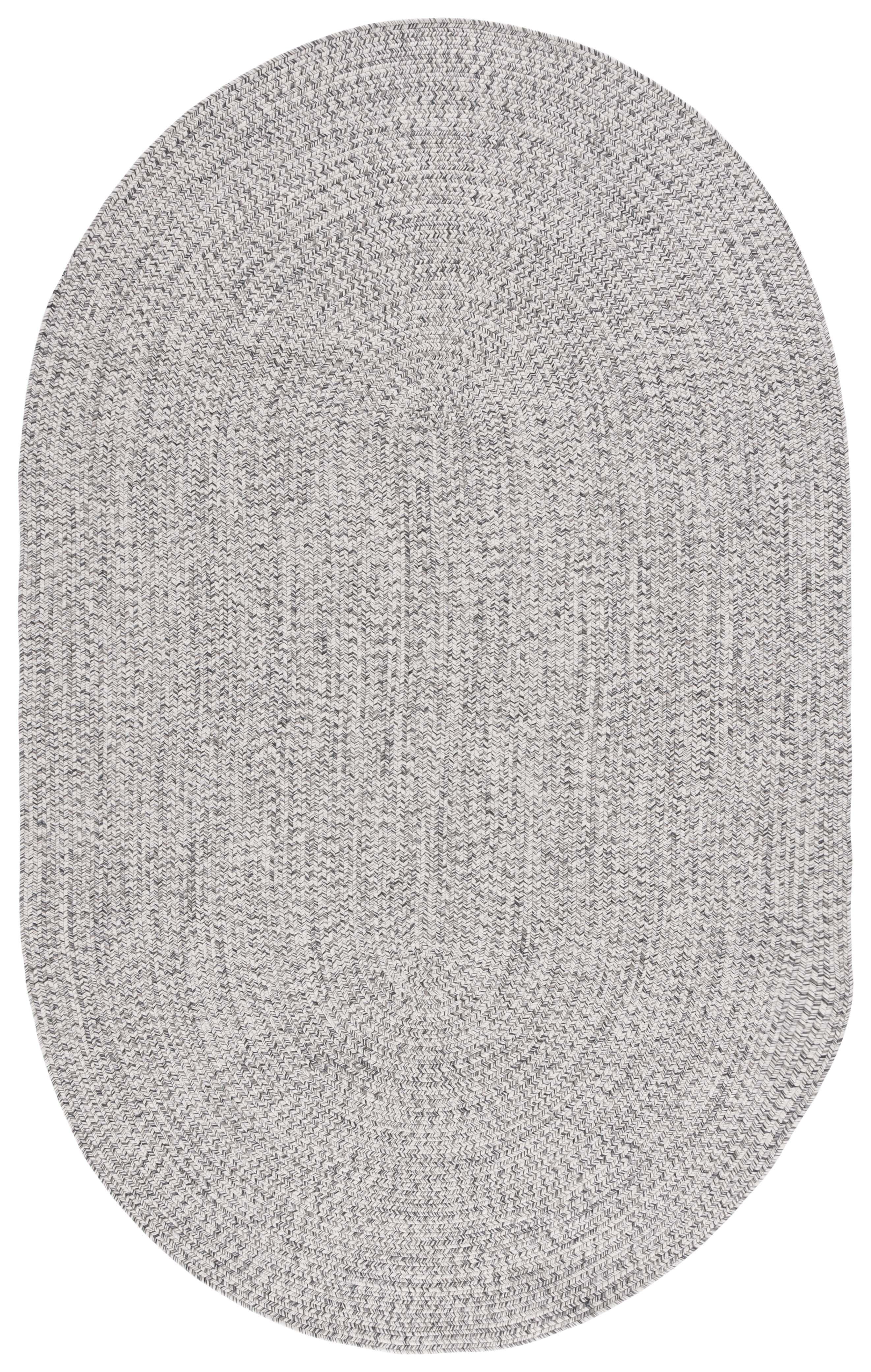 SAFAVIEH Braided Gino Distressed Machine Washable Reversible Area Rug, Grey/Ivory, 5' x 8' Oval
