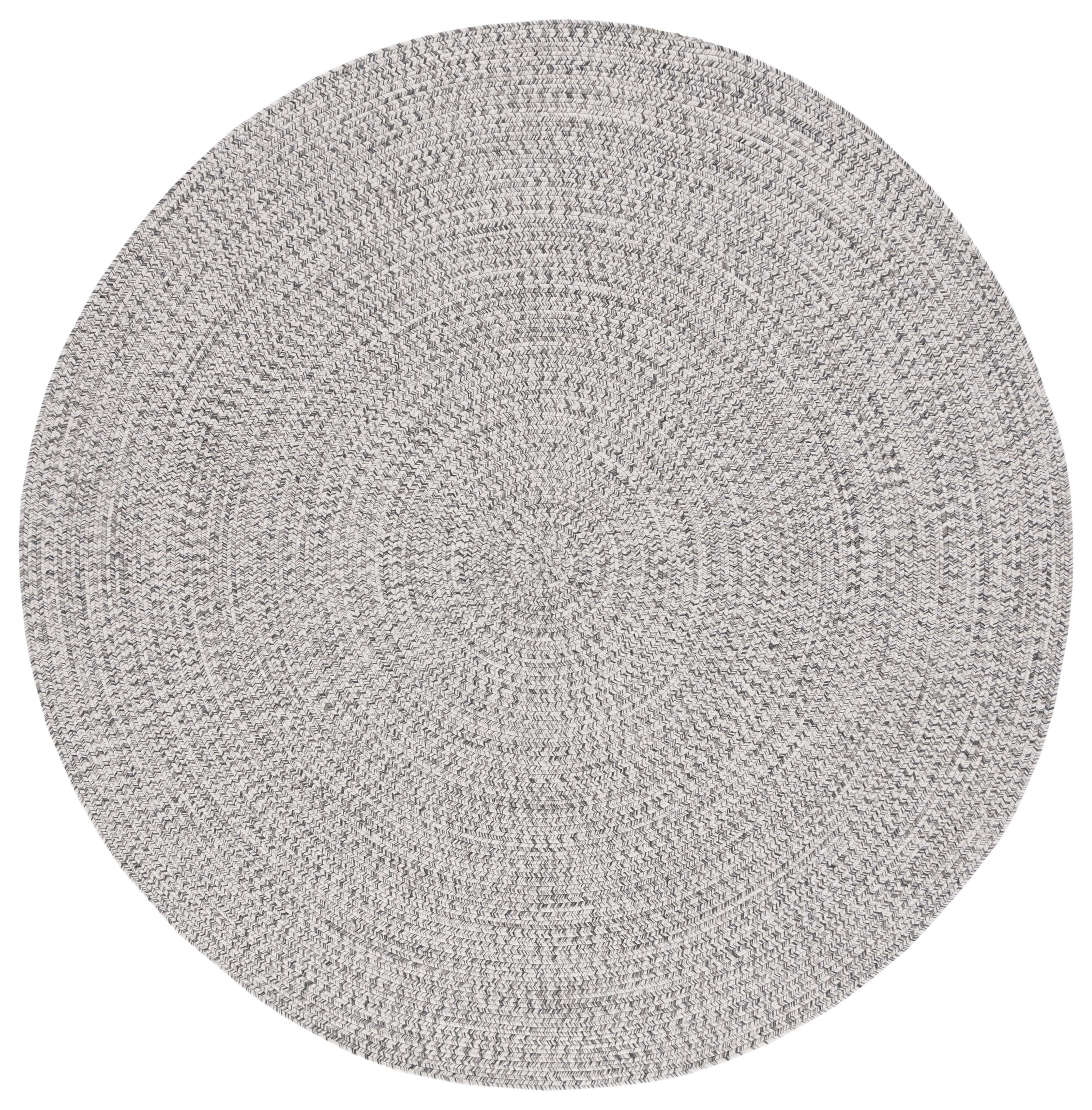 Braided BRA201 Machine Washable UV & Stain Resistant Non-Shedding Hand Woven Indoor/Outdoor Area Rug - Grey/Ivory - 6' Round - Safavieh
