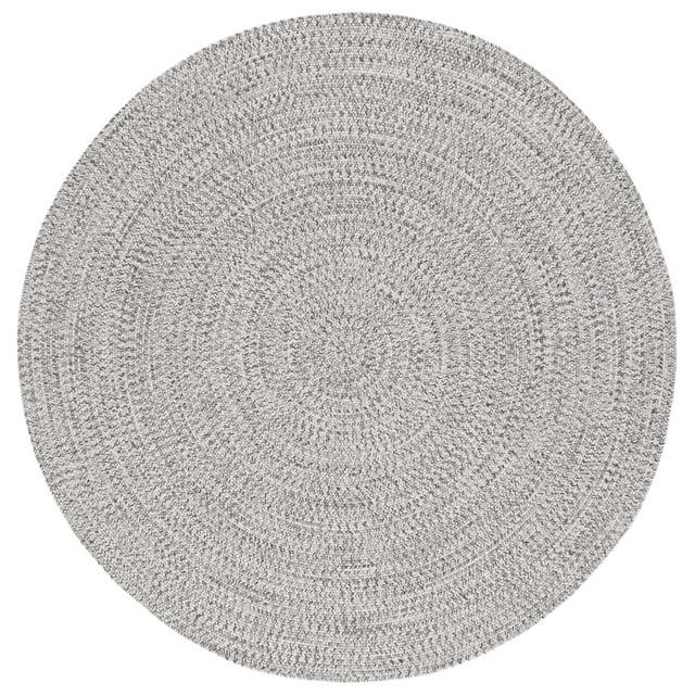 Braided BRA201 Machine Washable UV & Stain Resistant Non-Shedding Hand Woven Indoor/Outdoor Area Rug - Grey/Ivory - 6' Round - Safavieh