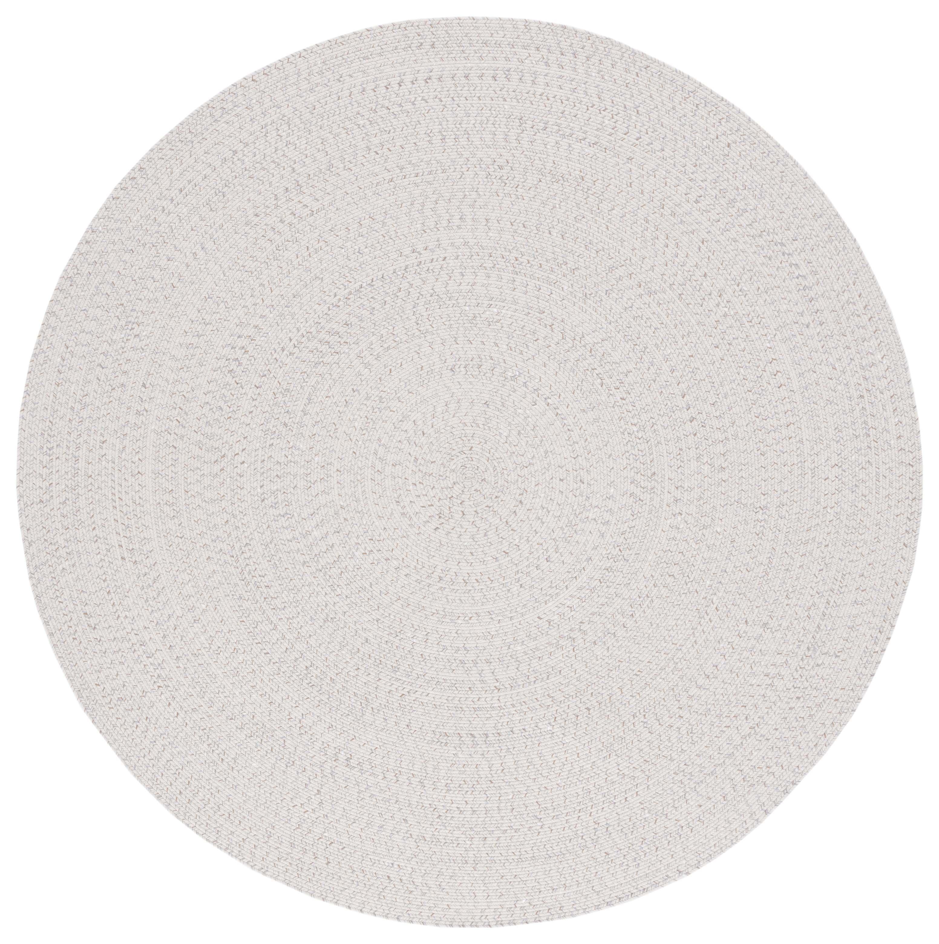 Braided BRA201 Hand Woven Indoor Machine Washable Accent Rug - Ivory/Light Grey - 3' Round - Safavieh